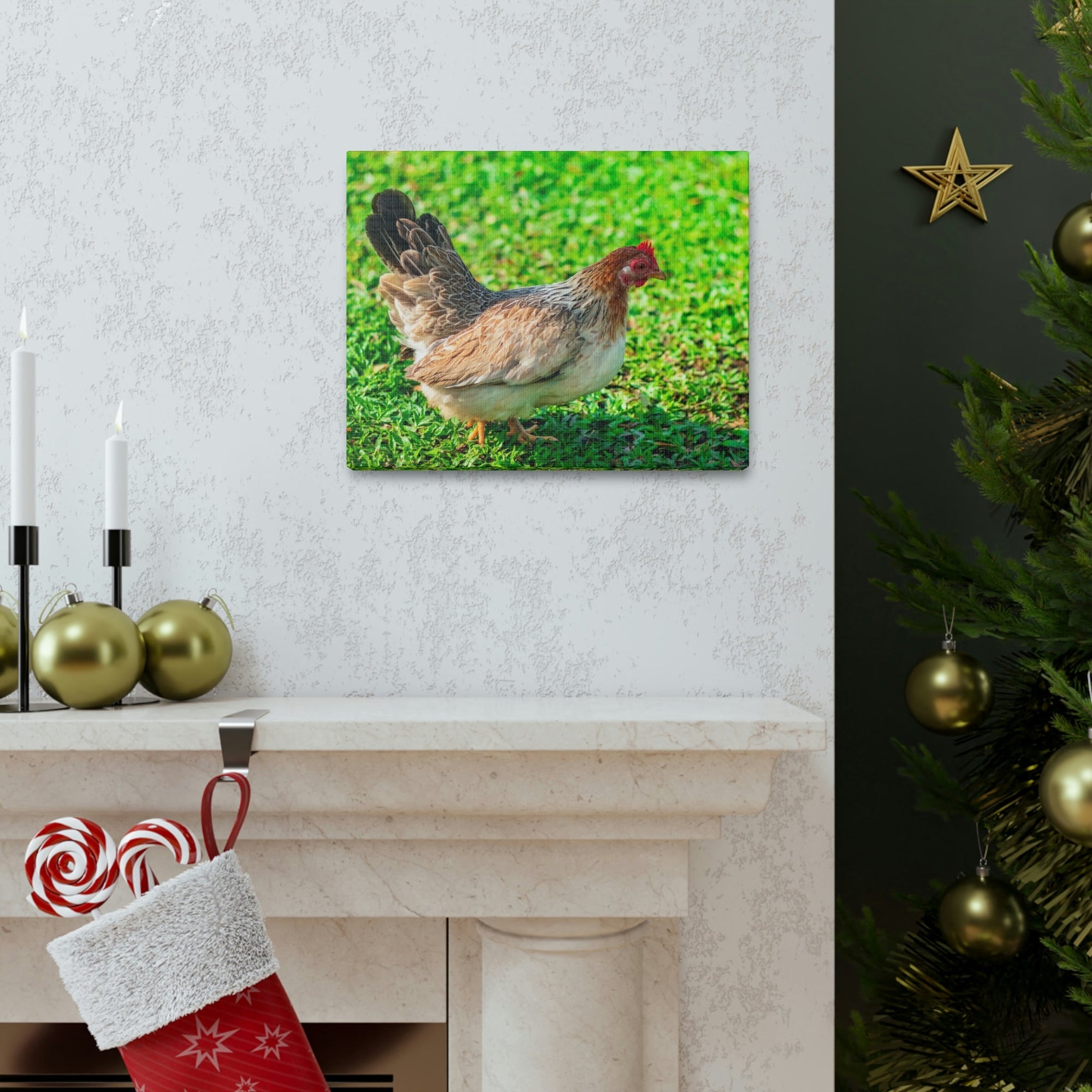 Scripture Walls Chicken Hunting Chicken on Hunt Print Animal Wall Art Wildlife Canvas Prints Wall Art Ready to Hang Unframed-Express Your Love Gifts