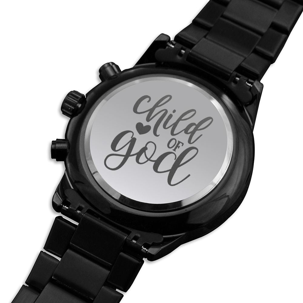 Child Of God Engraved Bible Verse Men's Watch Multifunction Stainless Steel W Copper Dial-Express Your Love Gifts