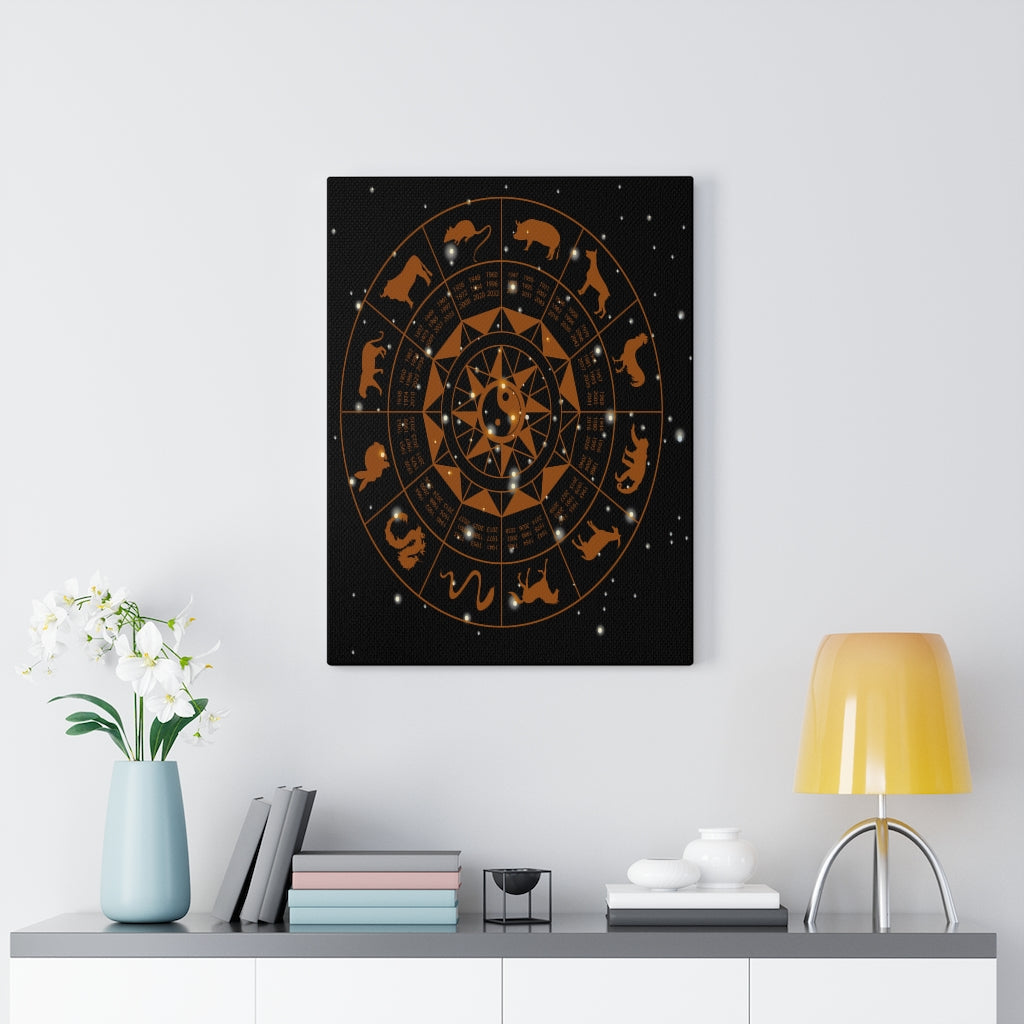 Chinese Horoscope Wheel Ready To Hang Stretched Canvas Wall Art Unframed-Express Your Love Gifts