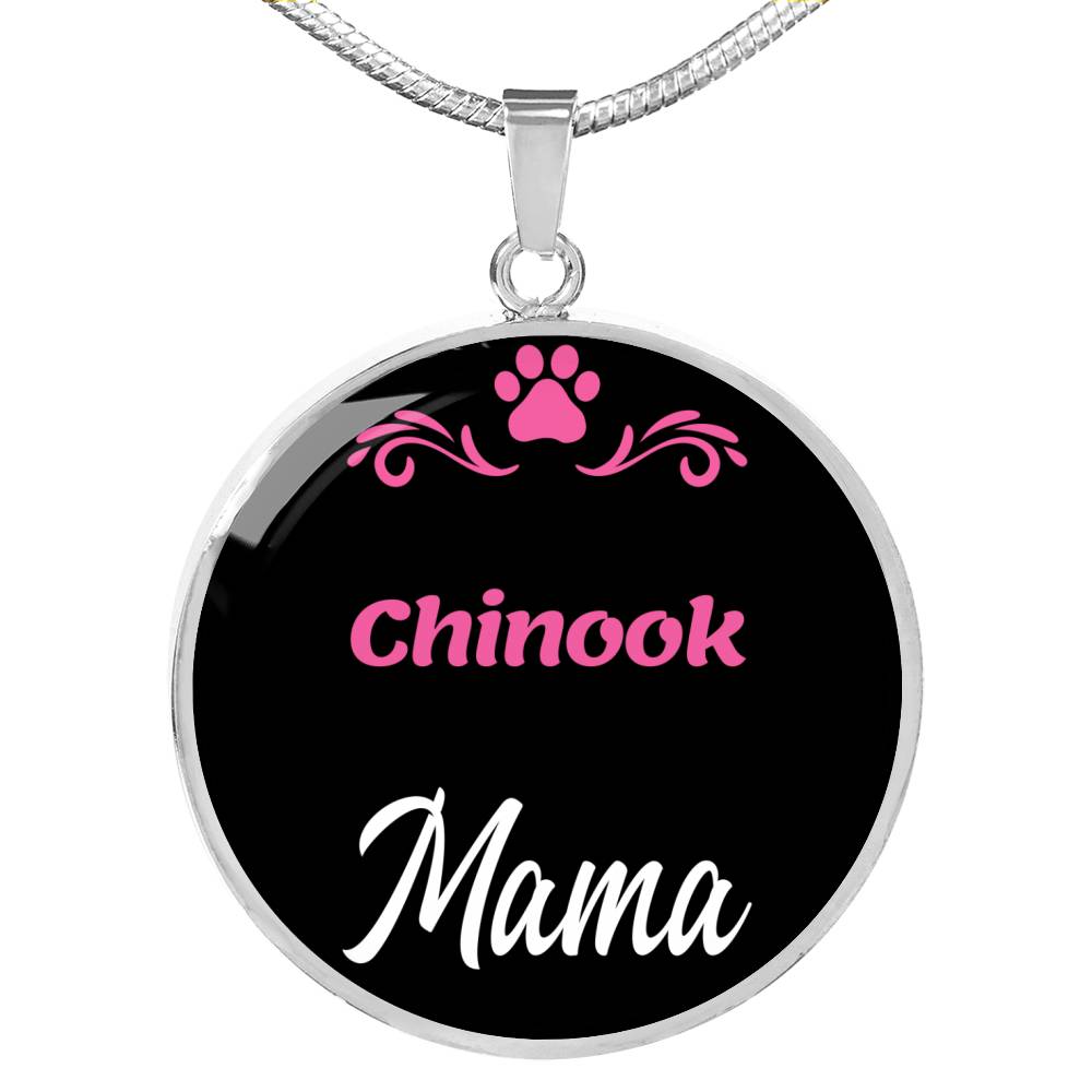 Chinook Mama Necklace Circle Pendant Stainless Steel or 18k Gold 18-22" Dog Mom Pendant-Express Your Love Gifts