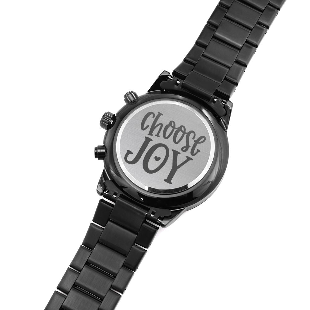 Choose Joy Engraved Bible Verse Men's Watch Multifunction Stainless Steel W Copper Dial-Express Your Love Gifts