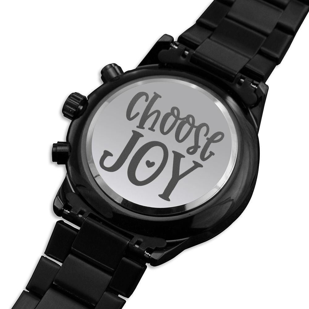 Choose Joy Engraved Bible Verse Men's Watch Multifunction Stainless Steel W Copper Dial-Express Your Love Gifts