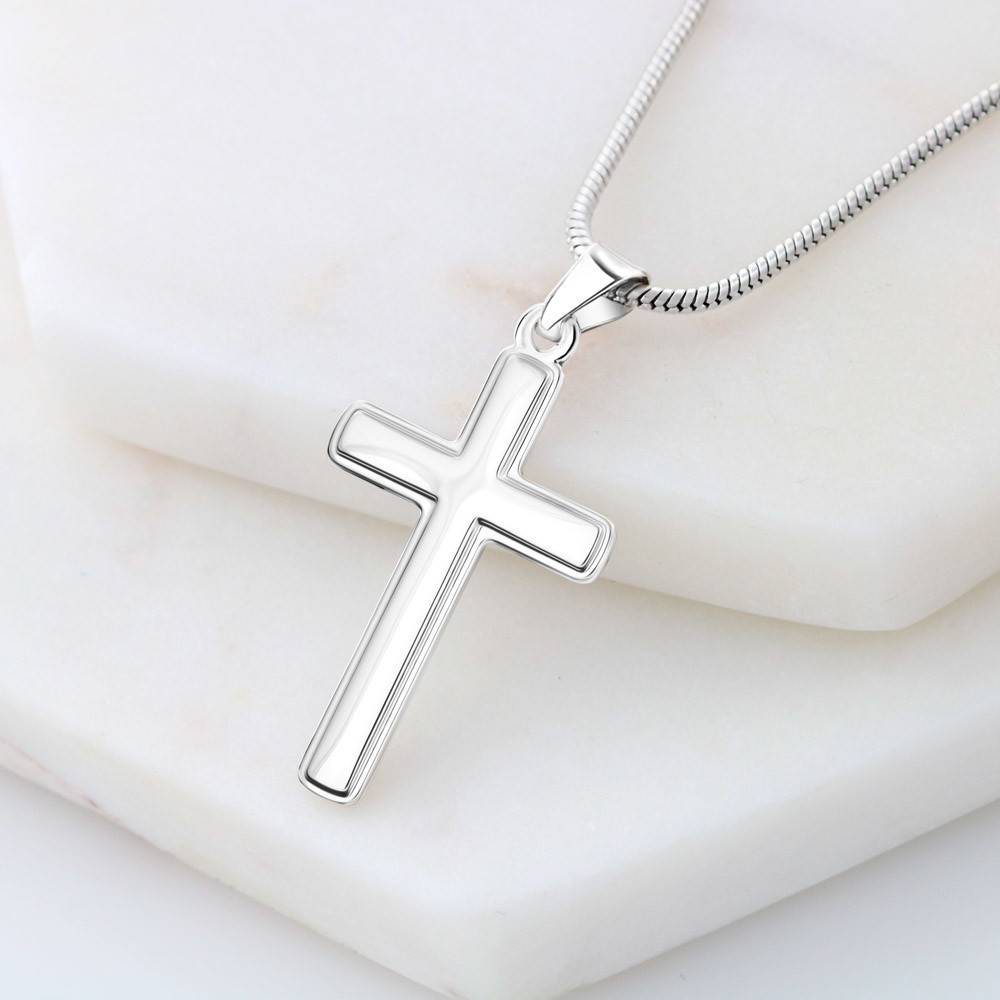 Christian Encouragement Baby Girl is God's Gift Psalm 126:3 Cross Necklace Stainless Steel Pendant Message Card-Express Your Love Gifts