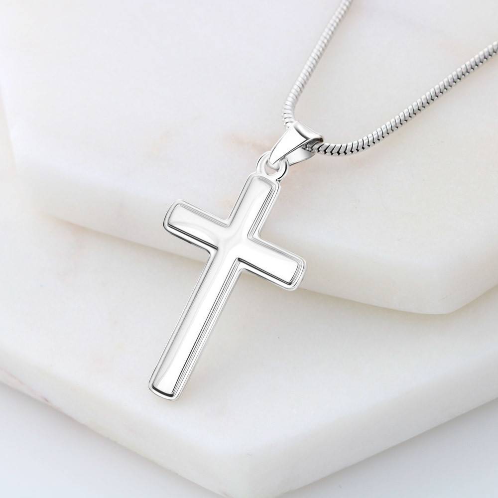 Christian Encouragement Empathy & Understanding Romans 12:15 Cross Card Necklace w Stainless Steel Pendant-Express Your Love Gifts