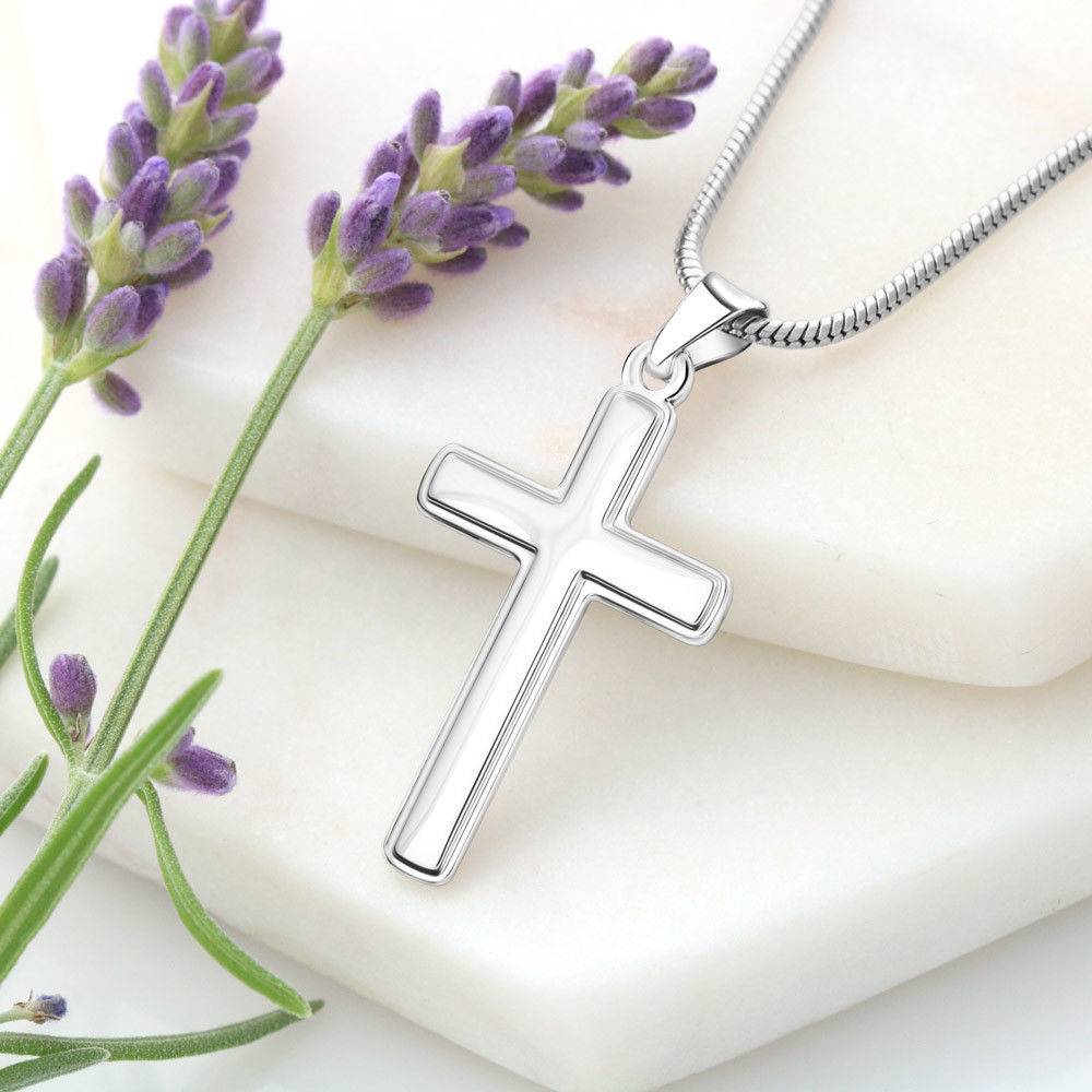 Christian Encouragement Empathy & Understanding Romans 12:15 Cross Card Necklace w Stainless Steel Pendant-Express Your Love Gifts