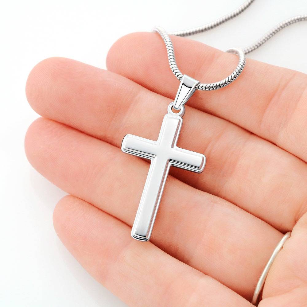 Christian Encouragement Empathy & Understanding Romans 12:15 Cross Card Necklace w Stainless Steel Pendant-Express Your Love Gifts