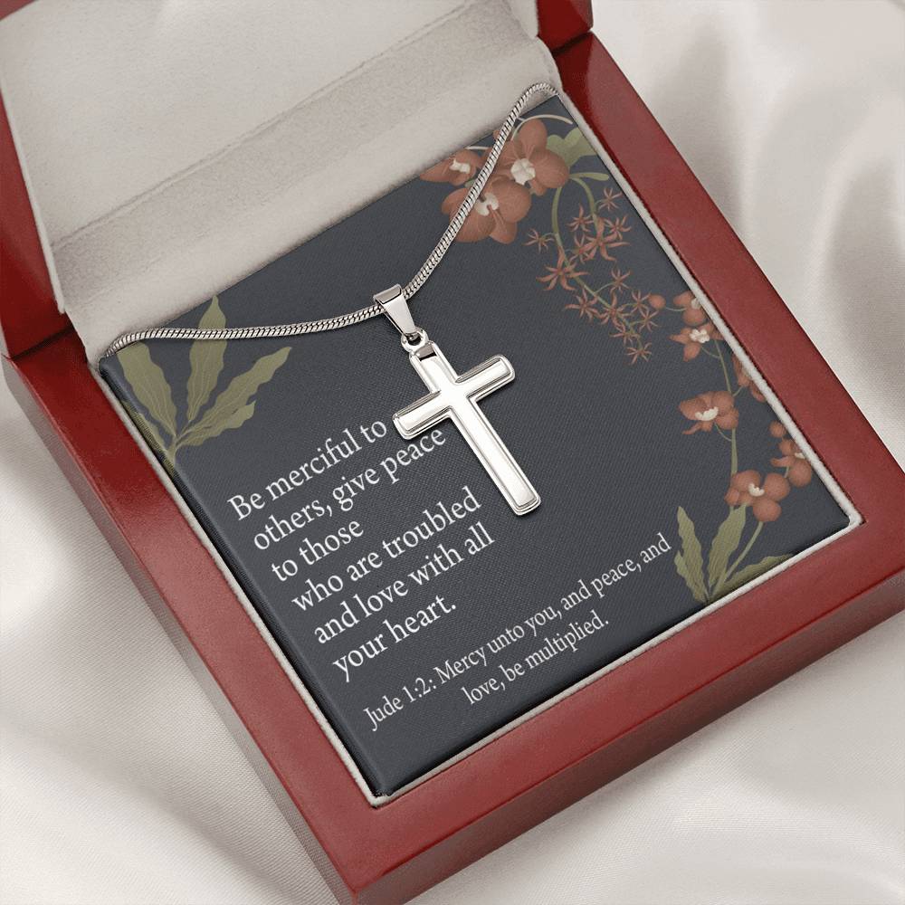 Christian Encouragement Jude 1:2 CAre And Concern Cross Card Necklace w Stainless Steel Pendant-Express Your Love Gifts