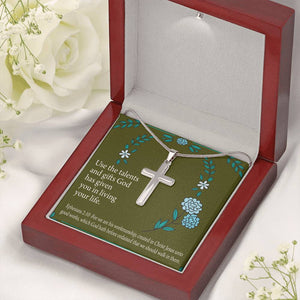 Christian Encouragement You Are God's Workmanship Ephesians 2:10 Cross Card Necklace w Stainless Steel Pendant-Express Your Love Gifts
