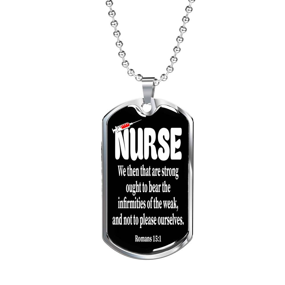 Christian Nurse Gift Nurse Necklace Stainless Steel or 18k Gold Dog Tag W 24"-Express Your Love Gifts