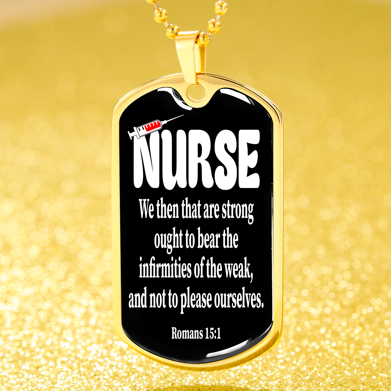 Christian Nurse Gift Nurse Necklace Stainless Steel or 18k Gold Dog Tag W 24"-Express Your Love Gifts