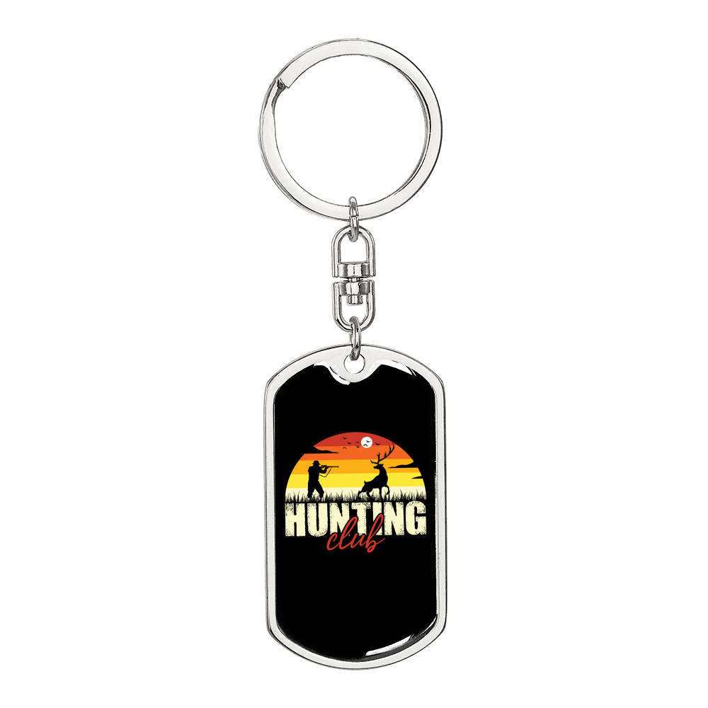 Club Hunter'S Keychain Gift Stainless Steel or 18k Gold Dog Tag Keyring-Express Your Love Gifts