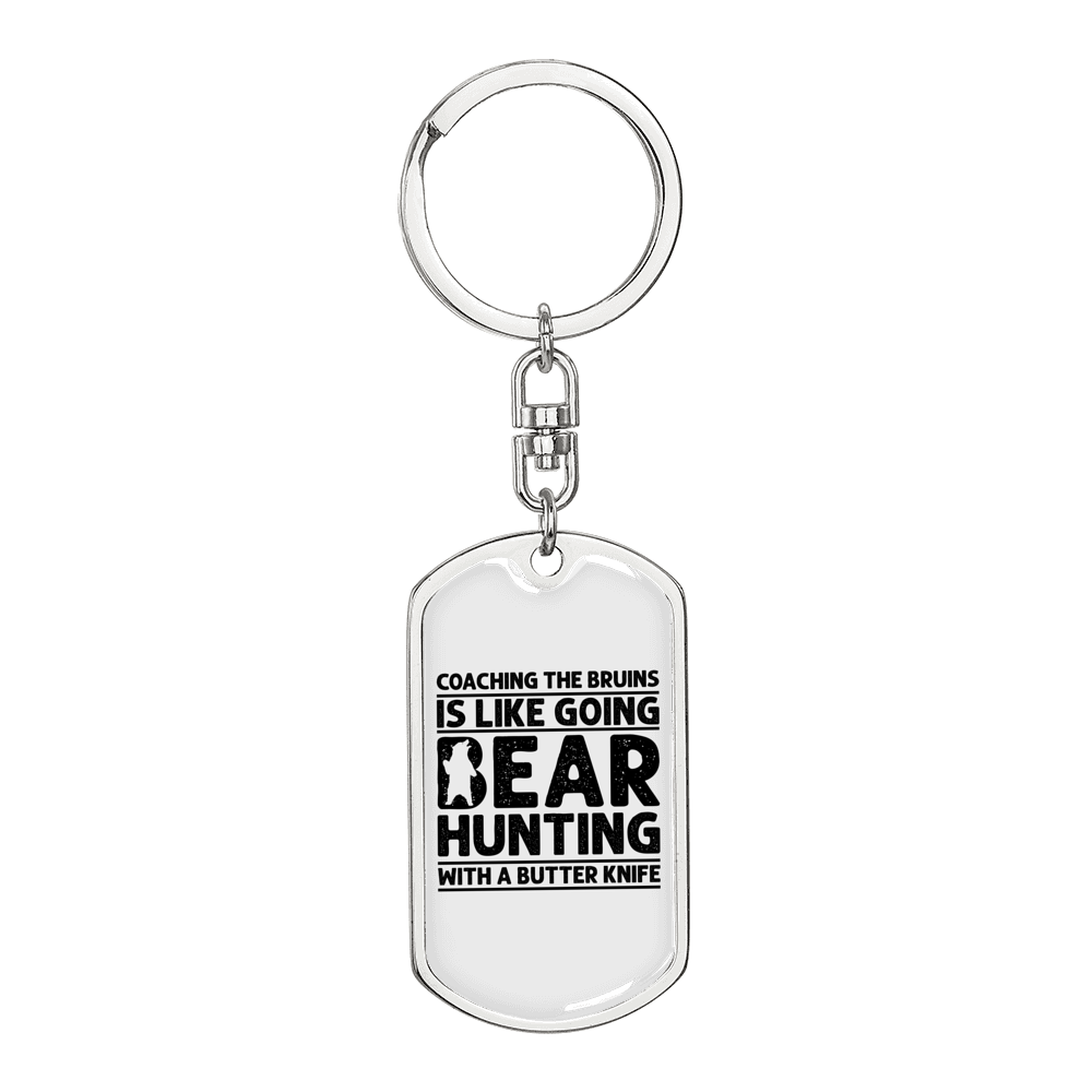 Coaching Bear Hunter'S Keychain Gift Stainless Steel or 18k Gold Dog Tag Keyring-Express Your Love Gifts