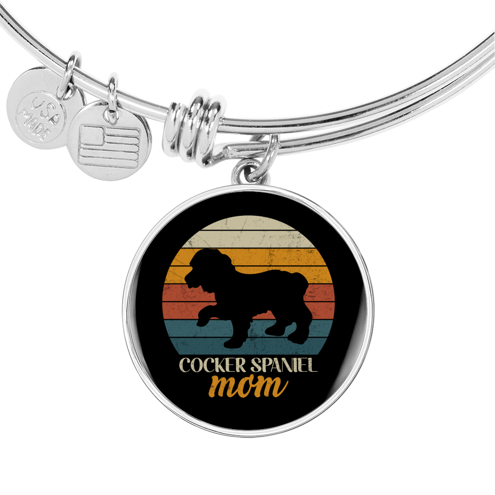 Cocker Spaniel Mom Bracelet Stainless Steel or 18k Gold Circle Bangle-Express Your Love Gifts