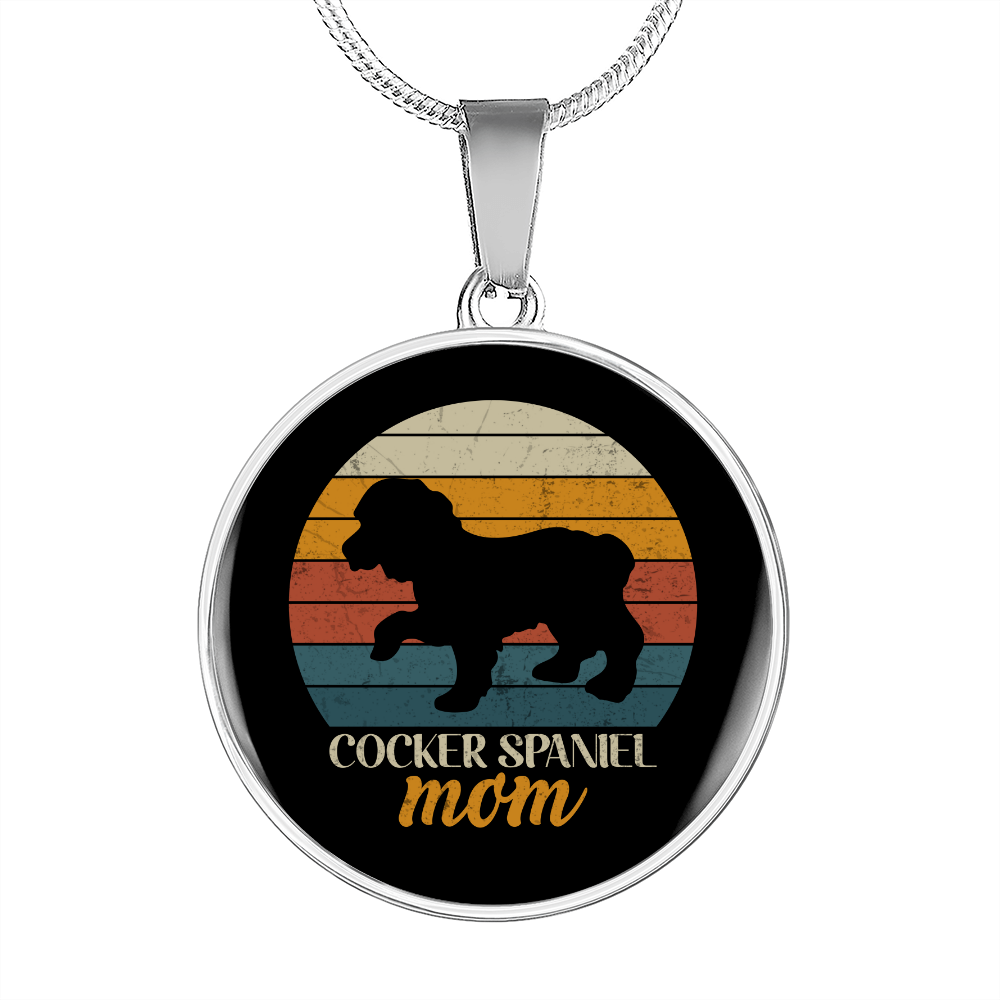 Cocker Spaniel Mom Circle Necklace Stainless Steel or 18k Gold 18-22"-Express Your Love Gifts