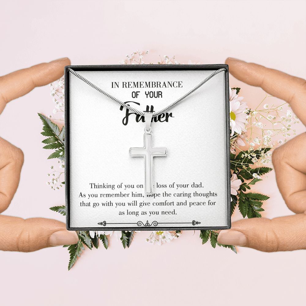 Comfort and Peace Dad Memorial Gift Dad Memorial Cross Necklace Sympathy Gift Loss of Father Condolence Message Card-Express Your Love Gifts
