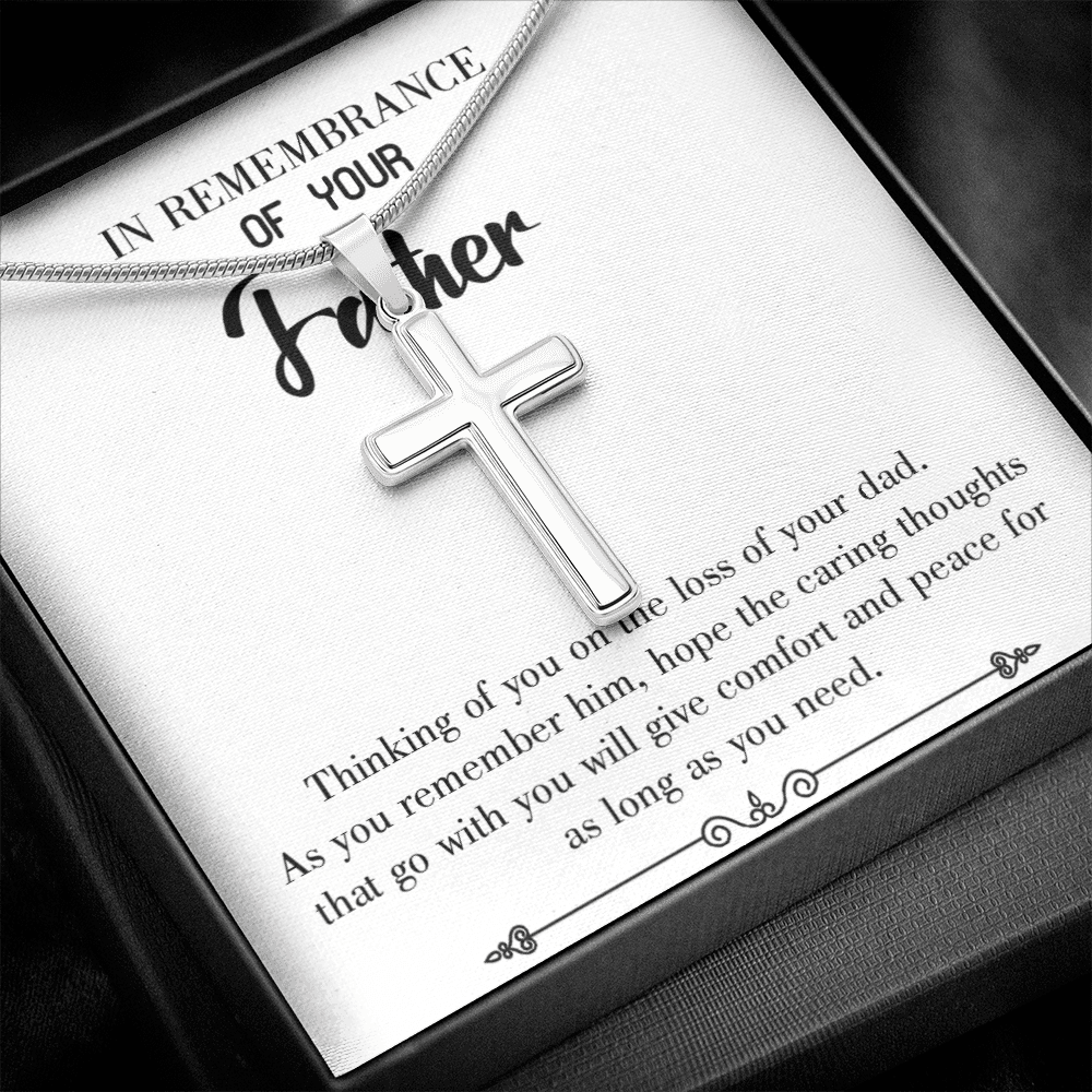 Comfort and Peace Dad Memorial Gift Dad Memorial Cross Necklace Sympathy Gift Loss of Father Condolence Message Card-Express Your Love Gifts