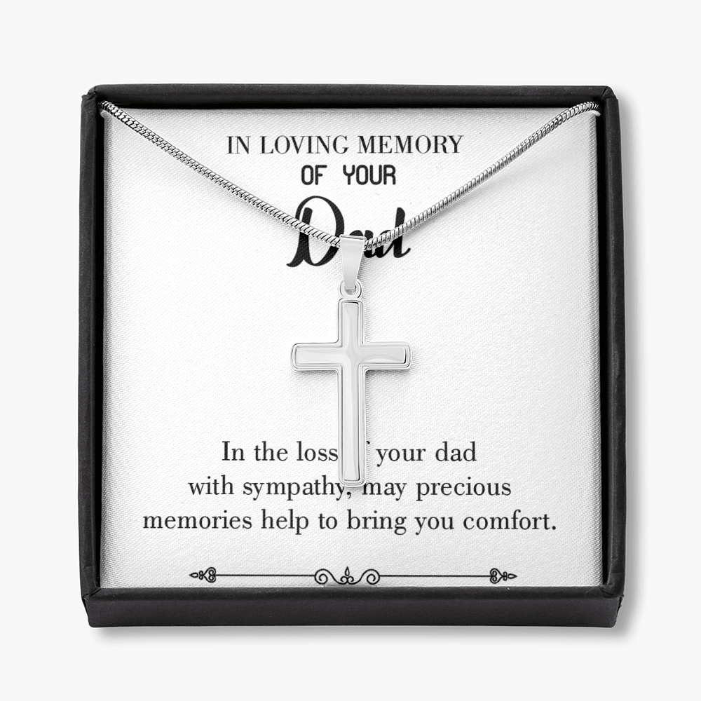 Comfort Dad Memorial Gift Dad Memorial Cross Necklace Sympathy Gift Loss of Father Condolence Message Card-Express Your Love Gifts