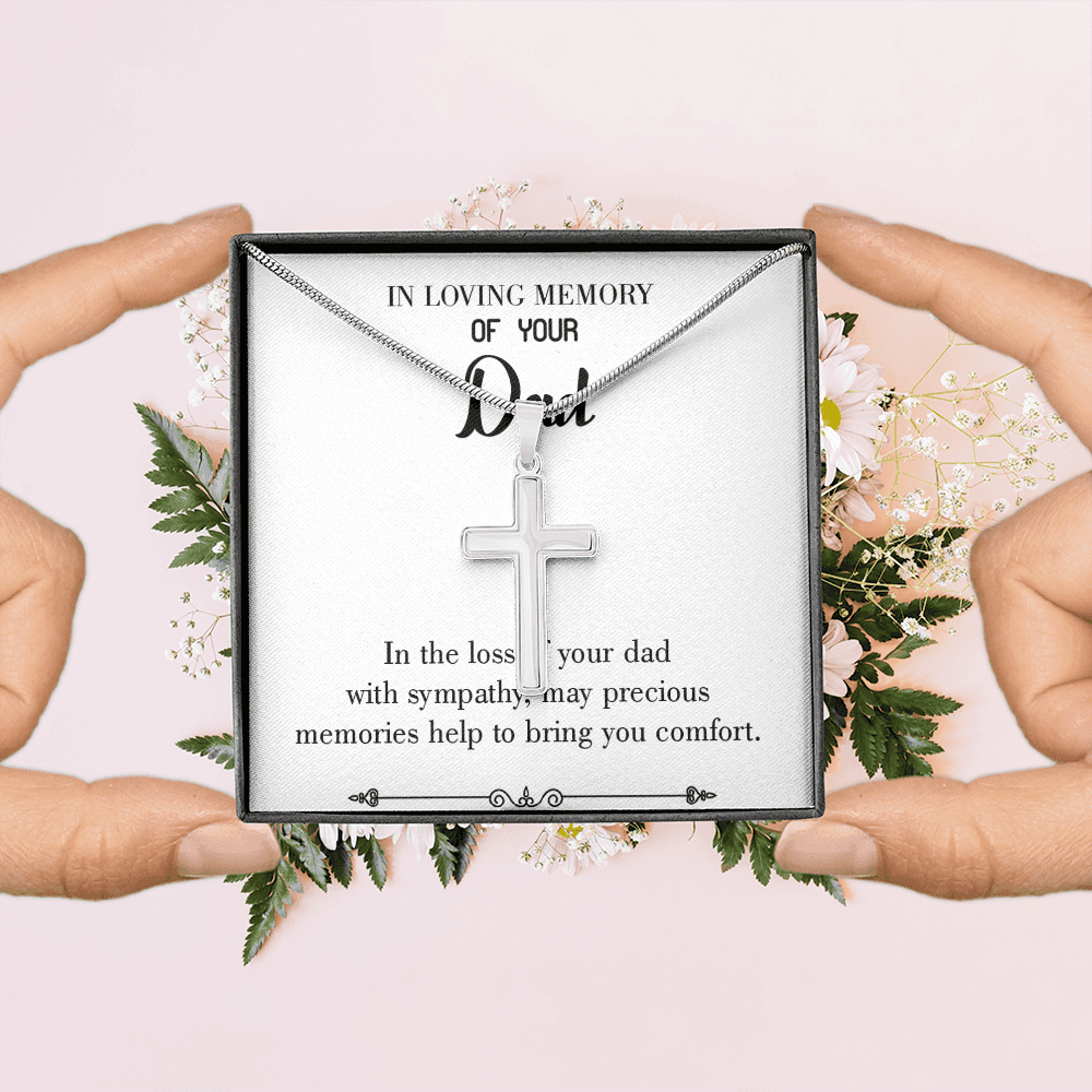 Comfort Dad Memorial Gift Dad Memorial Cross Necklace Sympathy Gift Loss of Father Condolence Message Card-Express Your Love Gifts