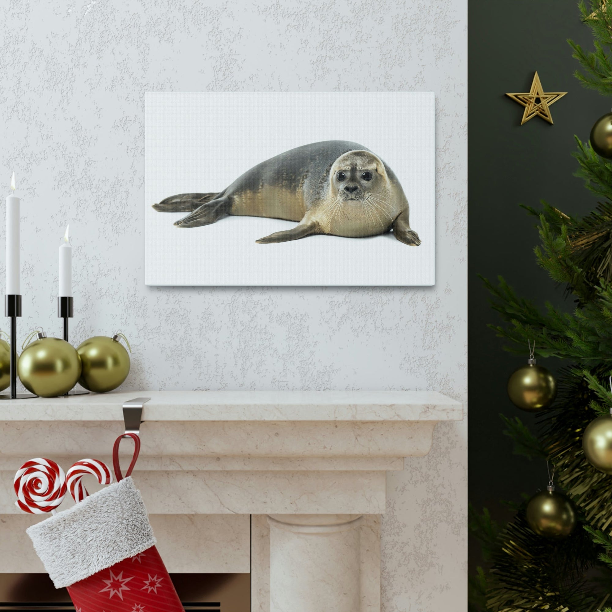 Scripture Walls Common Seal Hunting Common Seal on Hunt Print Animal Wall Art Wildlife Canvas Prints Wall Art Ready to Hang Unframed-Express Your Love Gifts