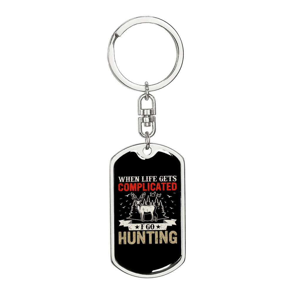 Complicated Hunter'S Keychain Gift Stainless Steel or 18k Gold Dog Tag Keyring-Express Your Love Gifts