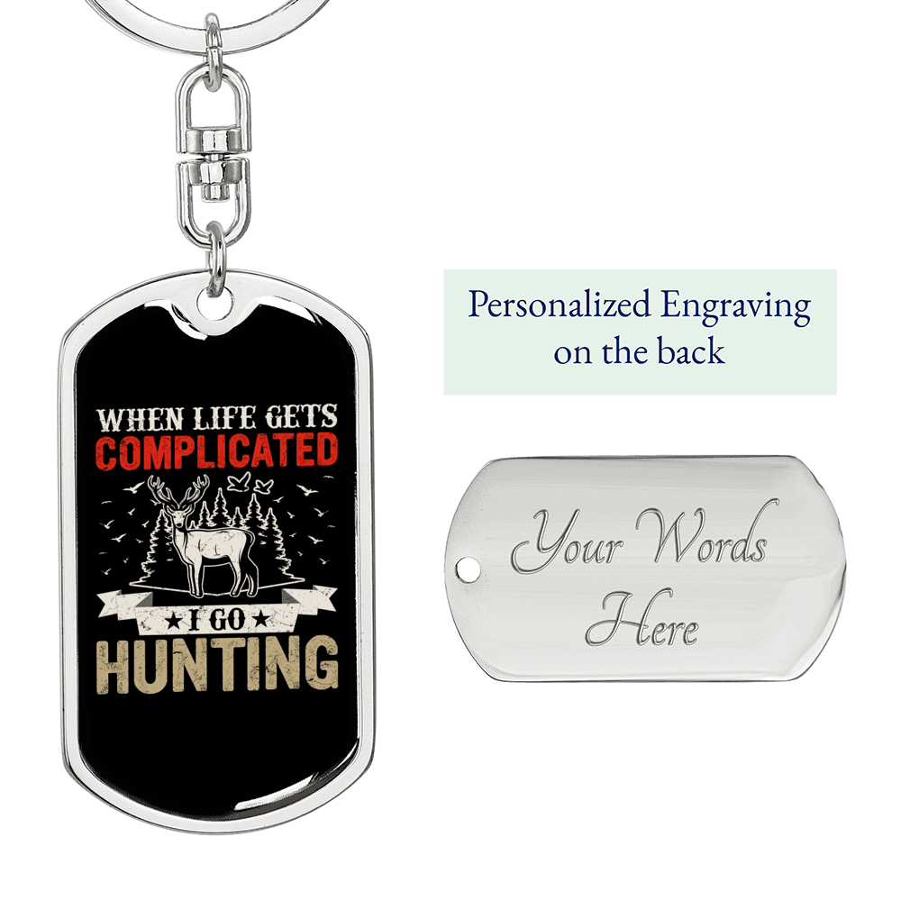 Complicated Hunter'S Keychain Gift Stainless Steel or 18k Gold Dog Tag Keyring-Express Your Love Gifts