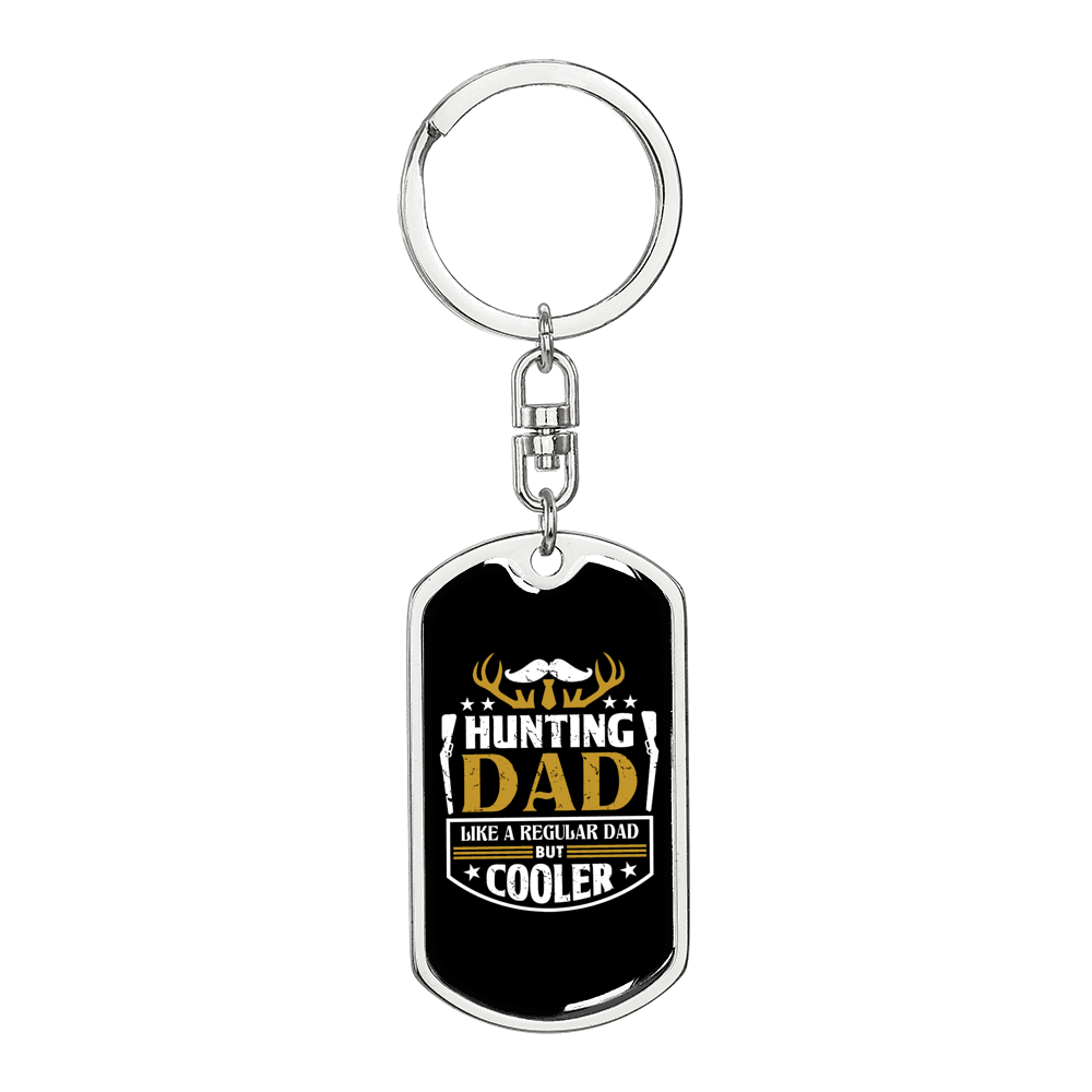 Cool Hunting Dad Keychain Stainless Steel or 18k Gold Dog Tag Keyring-Express Your Love Gifts
