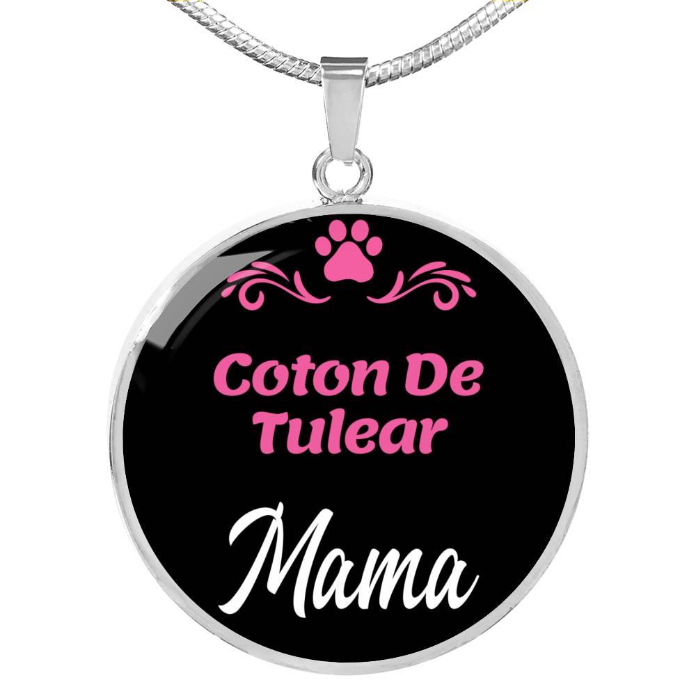 Coton De Tulear Mama Necklace Circle Pendant Stainless Steel or 18k Gold 18-22" Dog Mom Pendant-Express Your Love Gifts