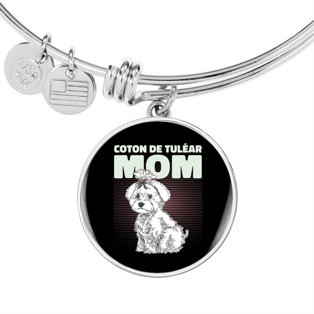 Coton De Tulear Mom Bracelet Stainless Steel or 18k Gold Circle Bangle-Express Your Love Gifts