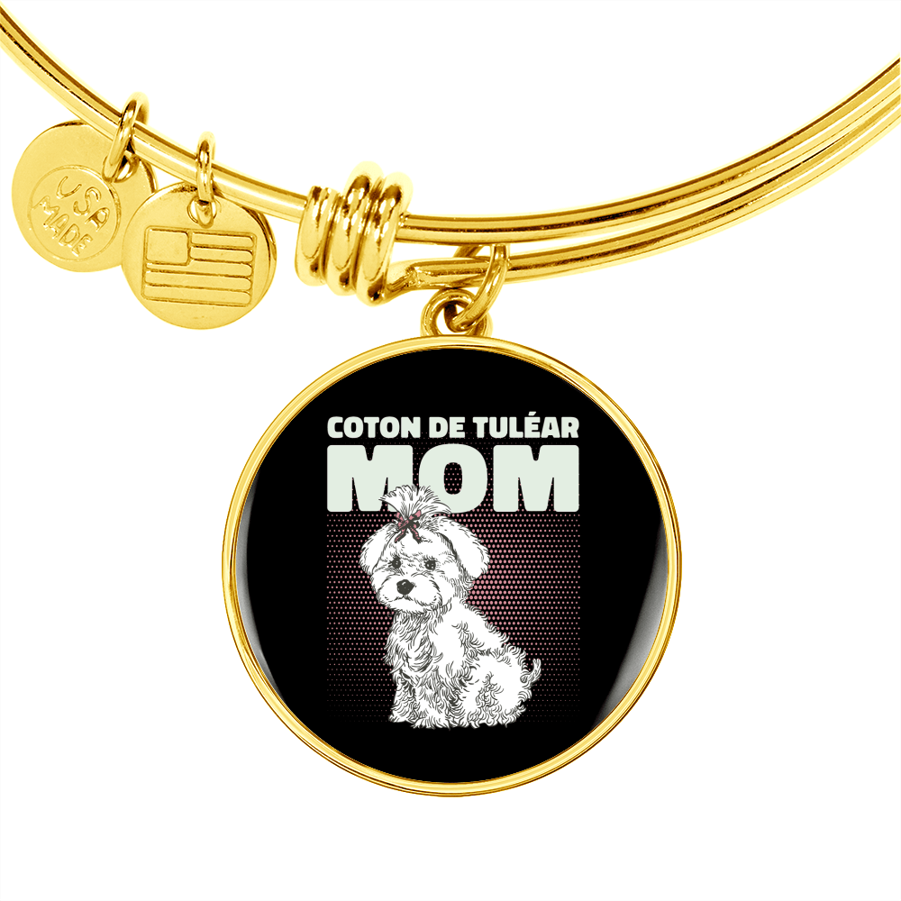 Coton De Tulear Mom Bracelet Stainless Steel or 18k Gold Circle Bangle-Express Your Love Gifts