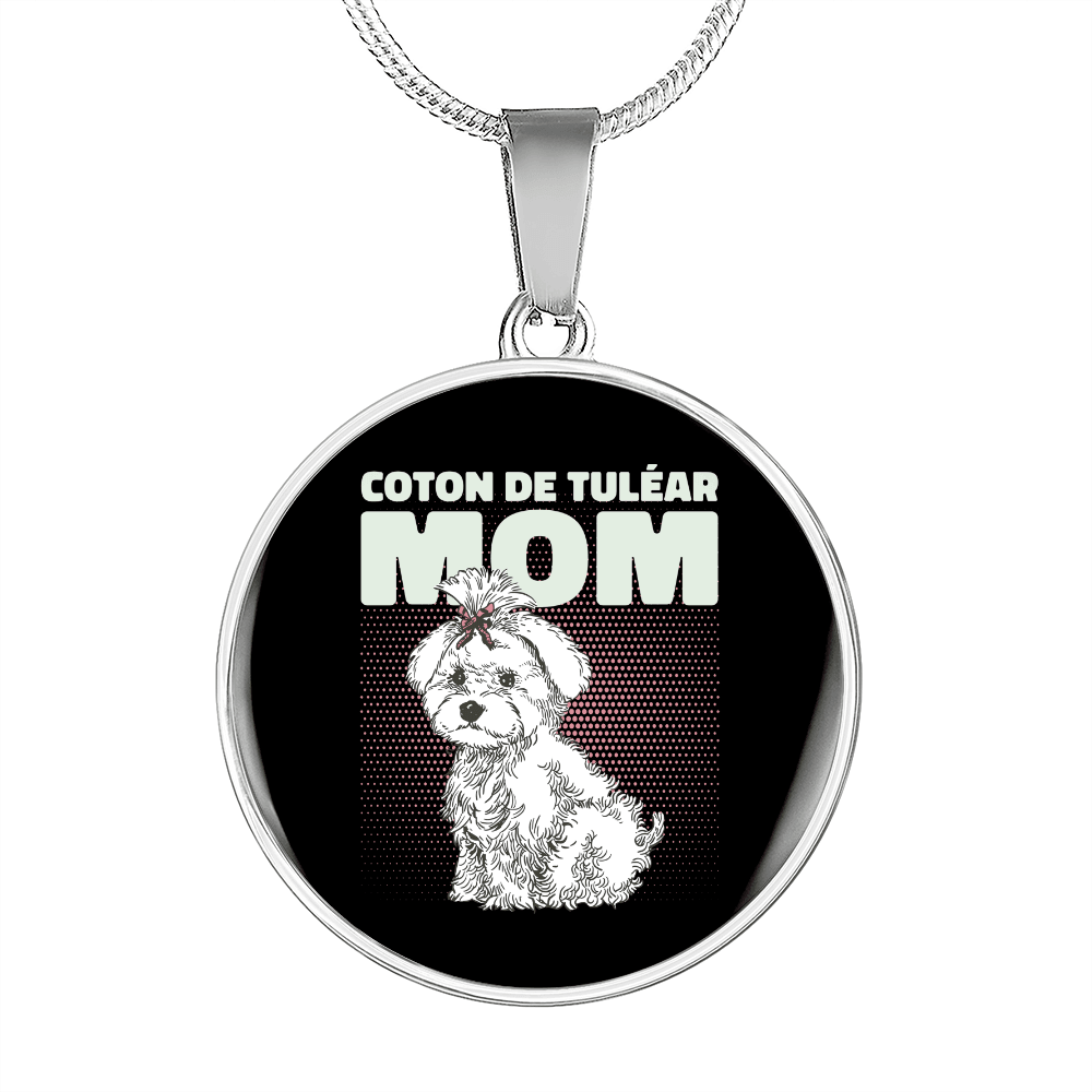 Coton De Tulear Mom Circle Necklace Stainless Steel or 18k Gold 18-22"-Express Your Love Gifts