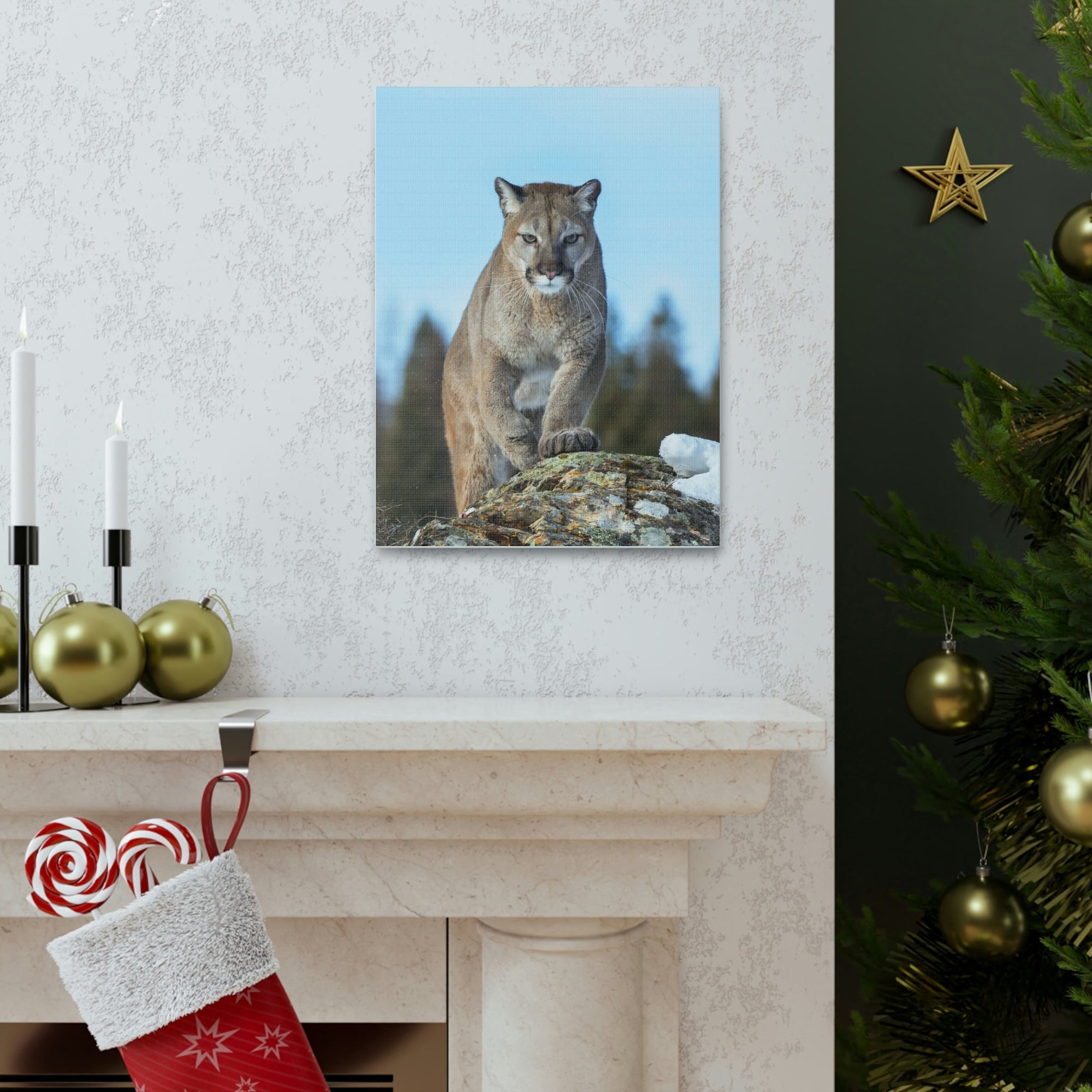 Scripture Walls Cougar Hunting Cougar on Hunt Print Animal Wall Art Wildlife Canvas Prints Wall Art Ready to Hang Unframed-Express Your Love Gifts