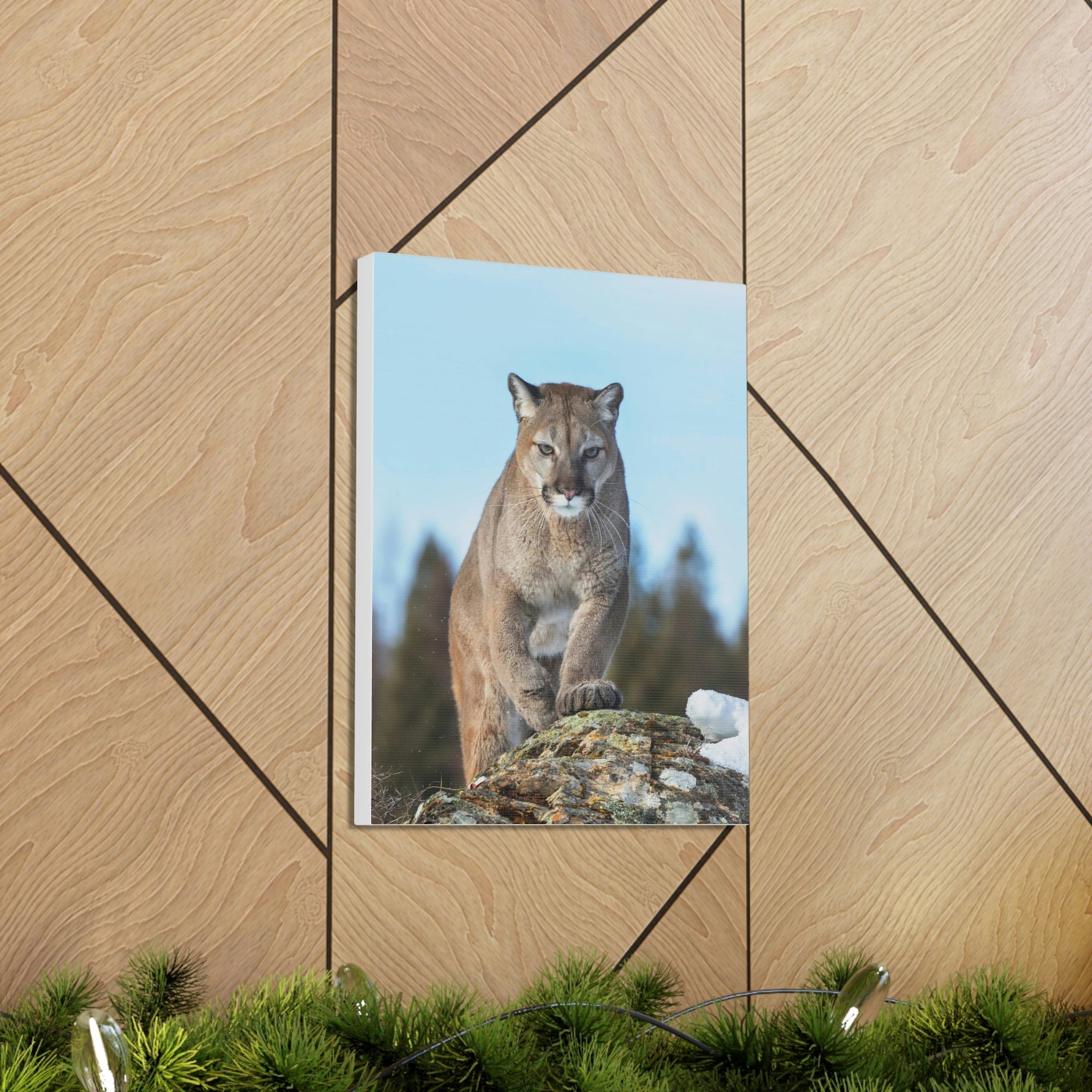 Scripture Walls Cougar Hunting Cougar on Hunt Print Animal Wall Art Wildlife Canvas Prints Wall Art Ready to Hang Unframed-Express Your Love Gifts