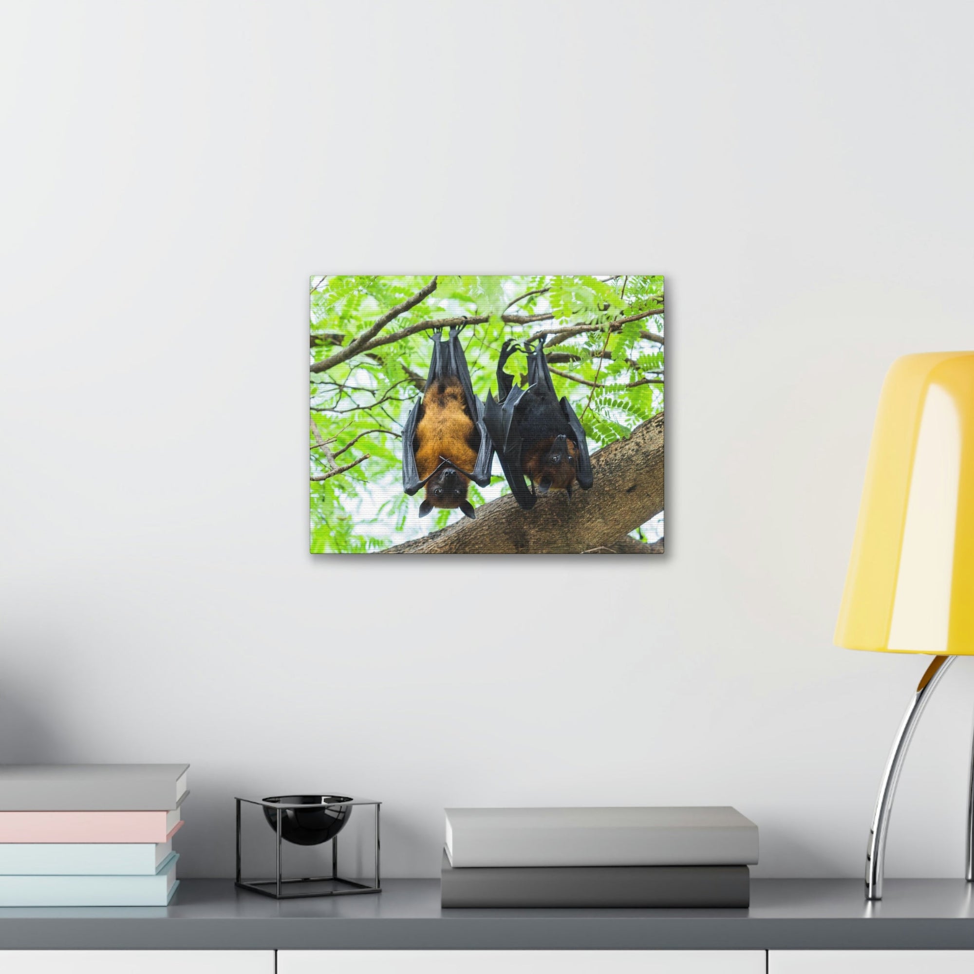 Scripture Walls Couple Flying Bat Hanging on a Tree Print Animal Wall Art Wildlife Canvas Prints Wall Art Ready to Hang Unframed-Express Your Love Gifts