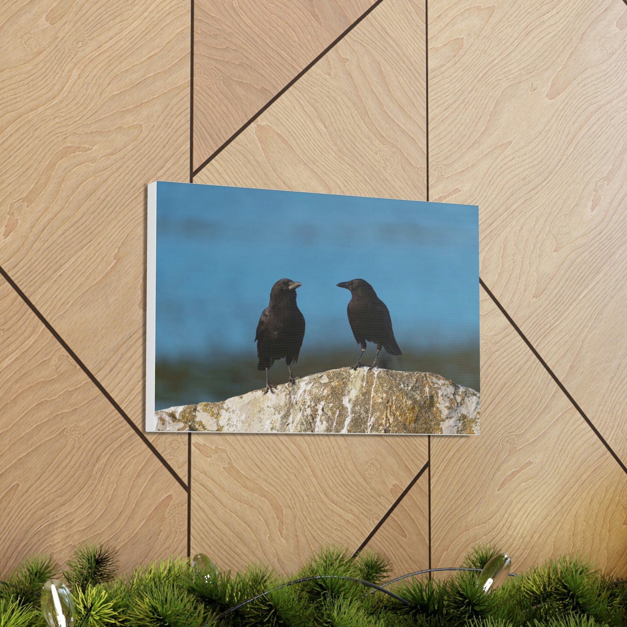 Scripture Walls Couple of Crow Chatting Print Animal Wall Art Wildlife Canvas Prints Wall Art Ready to Hang Unframed-Express Your Love Gifts