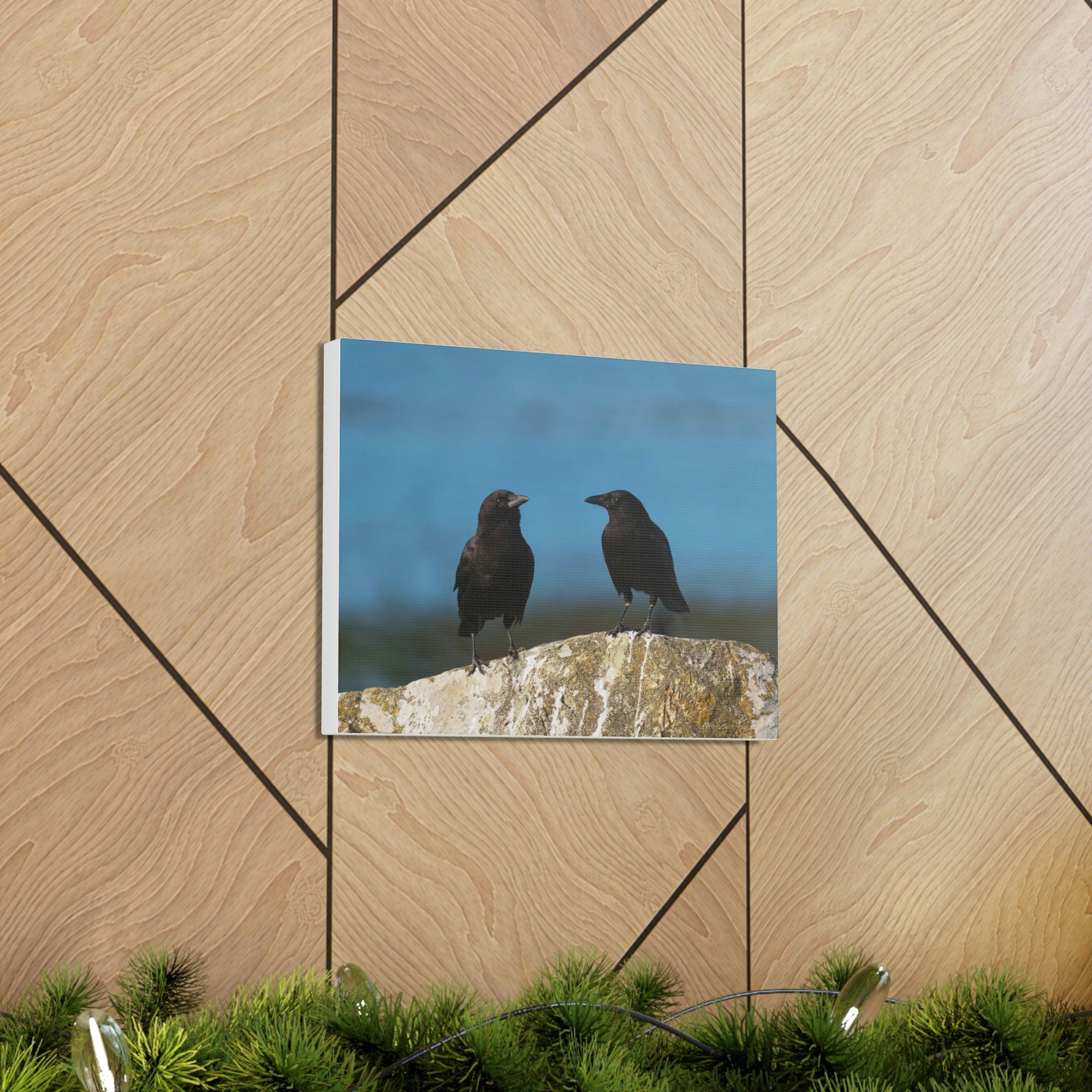 Scripture Walls Couple of Crow Chatting Print Animal Wall Art Wildlife Canvas Prints Wall Art Ready to Hang Unframed-Express Your Love Gifts