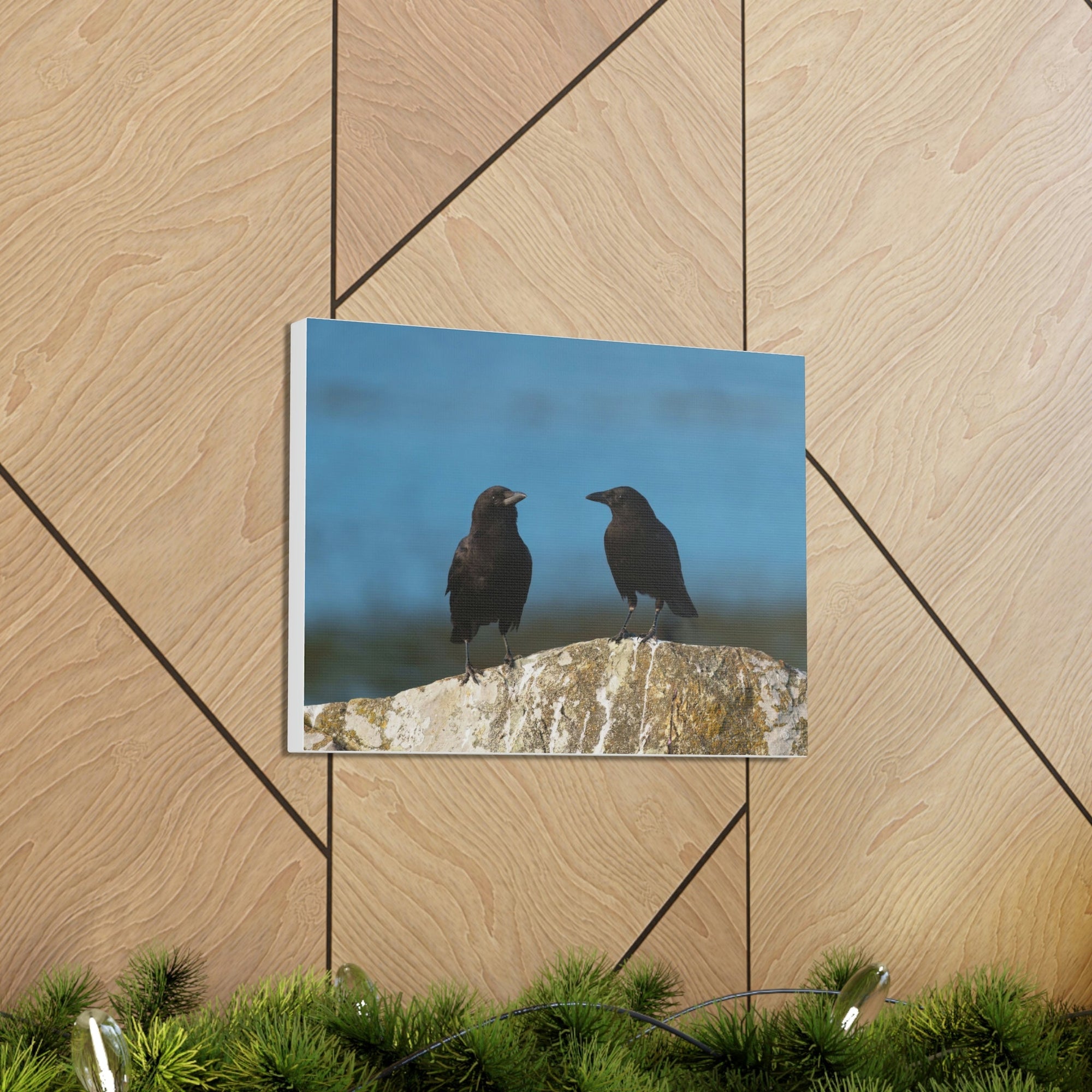 Scripture Walls Couple of Crow Chatting Print Animal Wall Art Wildlife Canvas Prints Wall Art Ready to Hang Unframed-Express Your Love Gifts