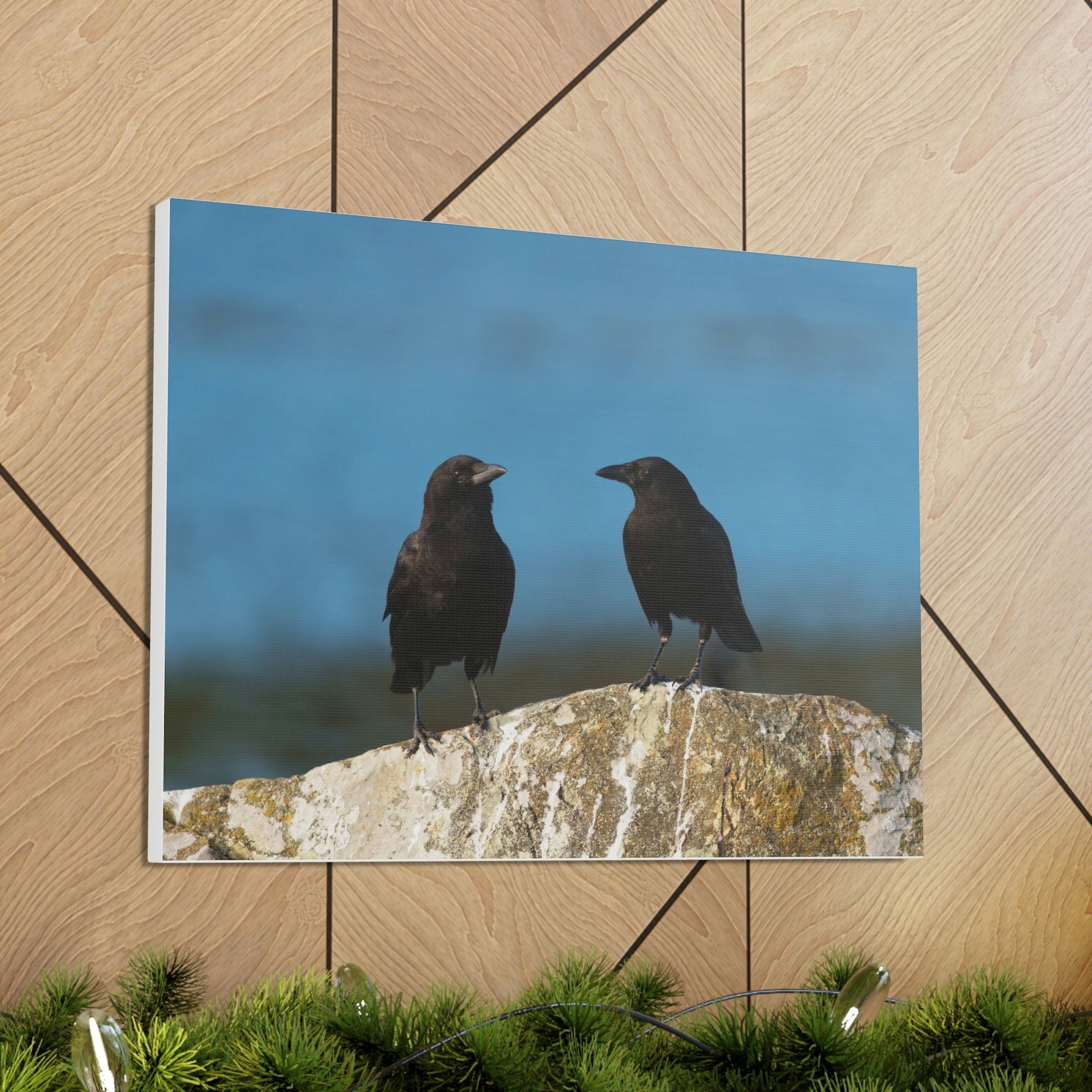 Scripture Walls Couple of Crow Chatting Print Animal Wall Art Wildlife Canvas Prints Wall Art Ready to Hang Unframed-Express Your Love Gifts