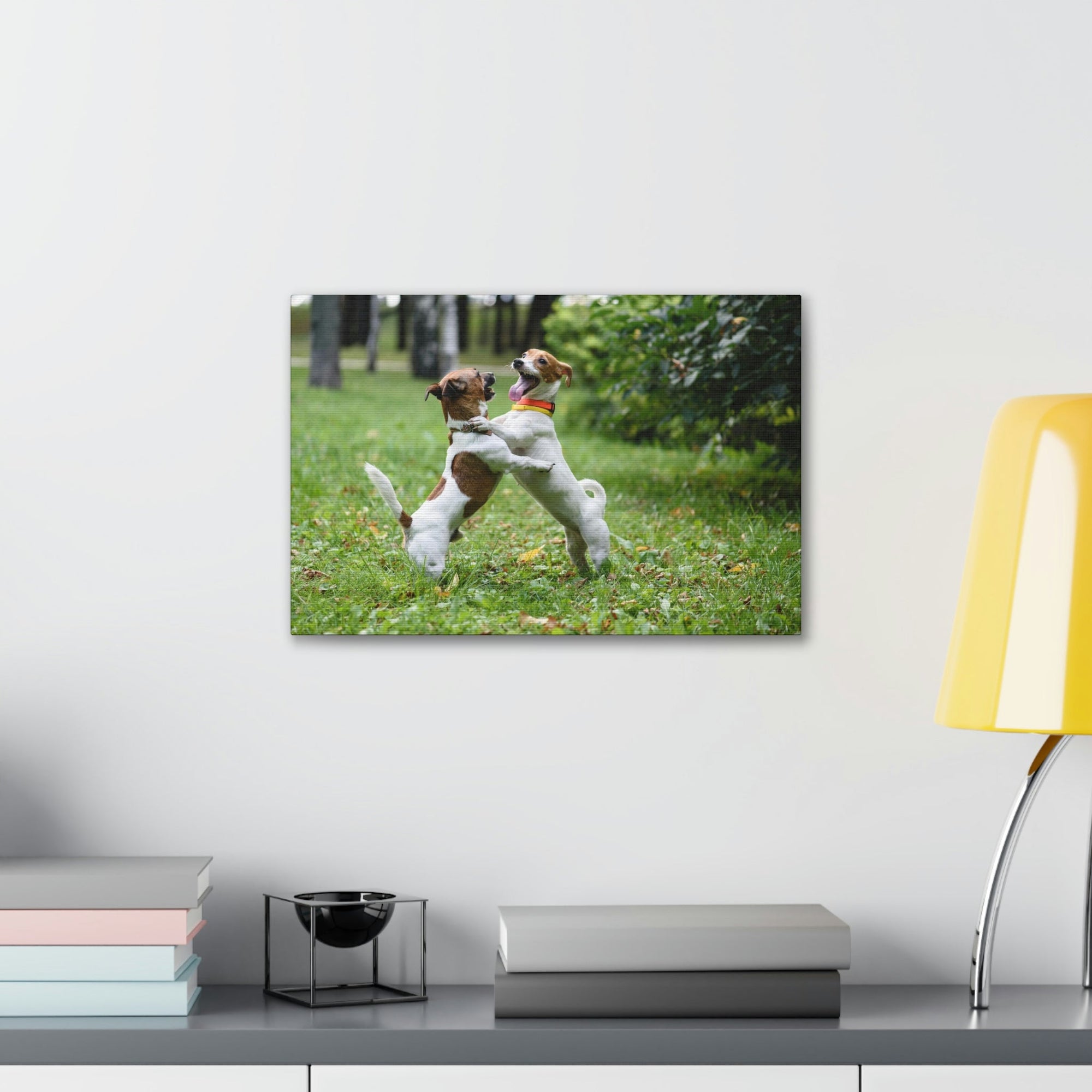 Scripture Walls Couple of Dog Playing on a Park Print Animal Wall Art Wildlife Canvas Prints Wall Art Ready to Hang Unframed-Express Your Love Gifts