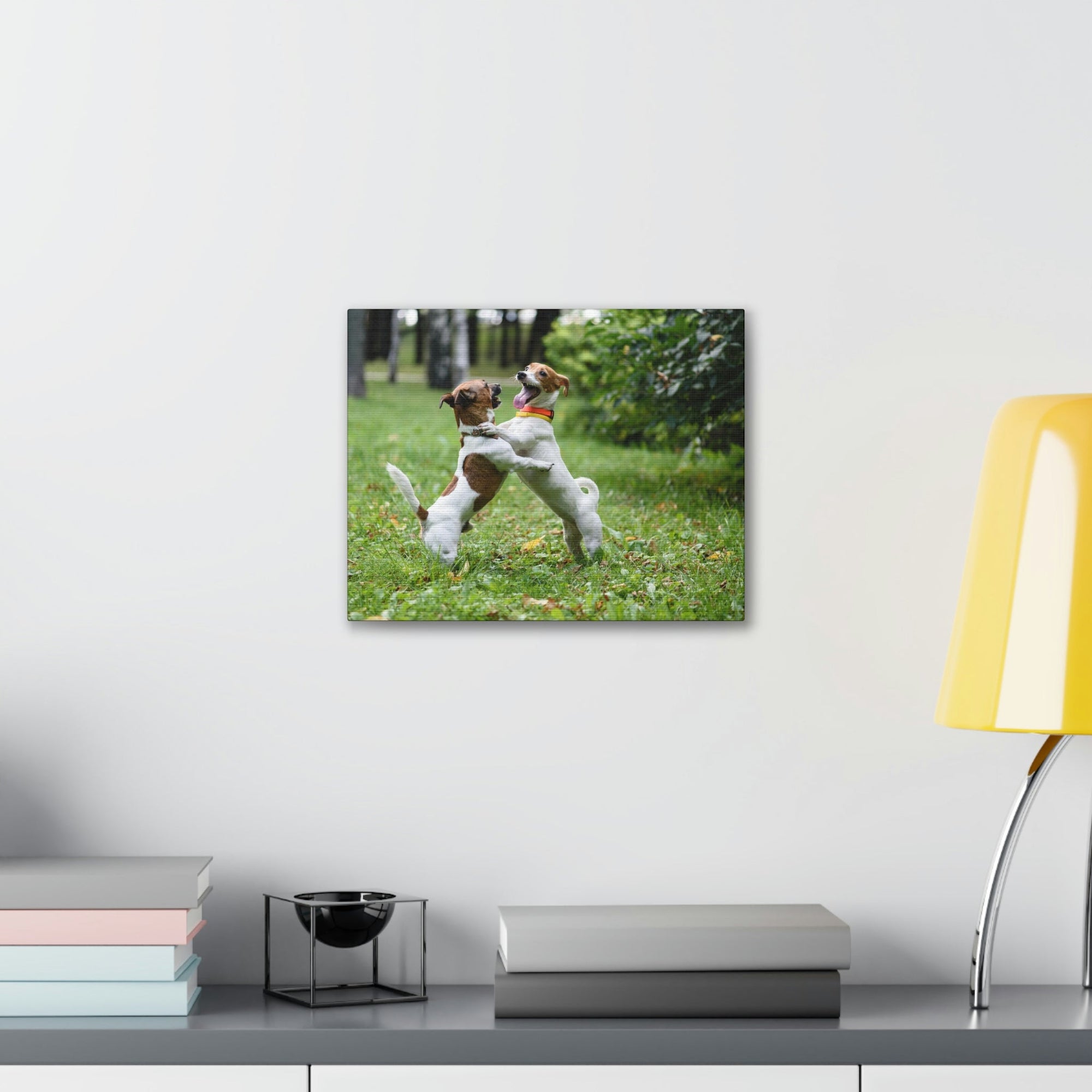 Scripture Walls Couple of Dog Playing on a Park Print Animal Wall Art Wildlife Canvas Prints Wall Art Ready to Hang Unframed-Express Your Love Gifts