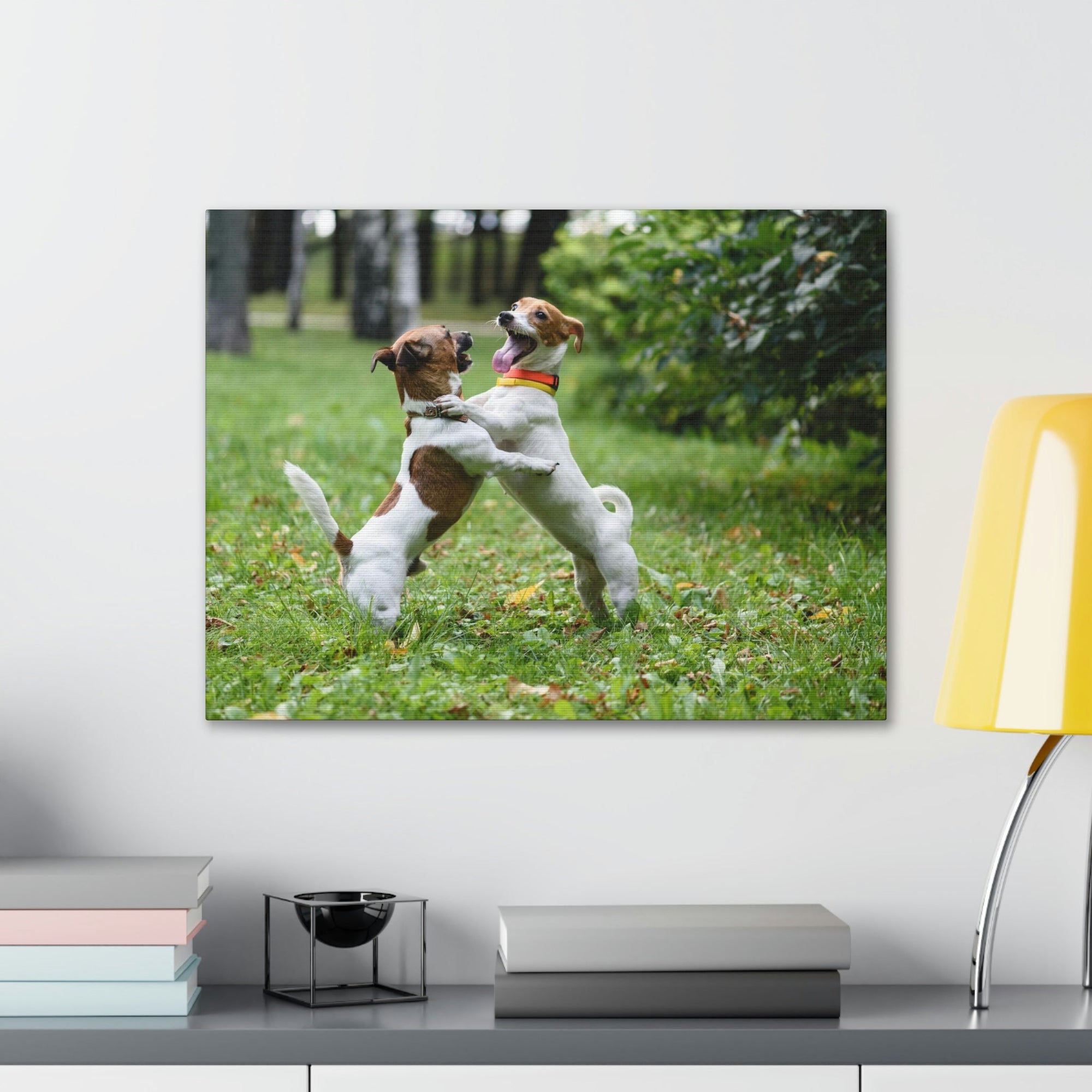 Scripture Walls Couple of Dog Playing on a Park Print Animal Wall Art Wildlife Canvas Prints Wall Art Ready to Hang Unframed-Express Your Love Gifts