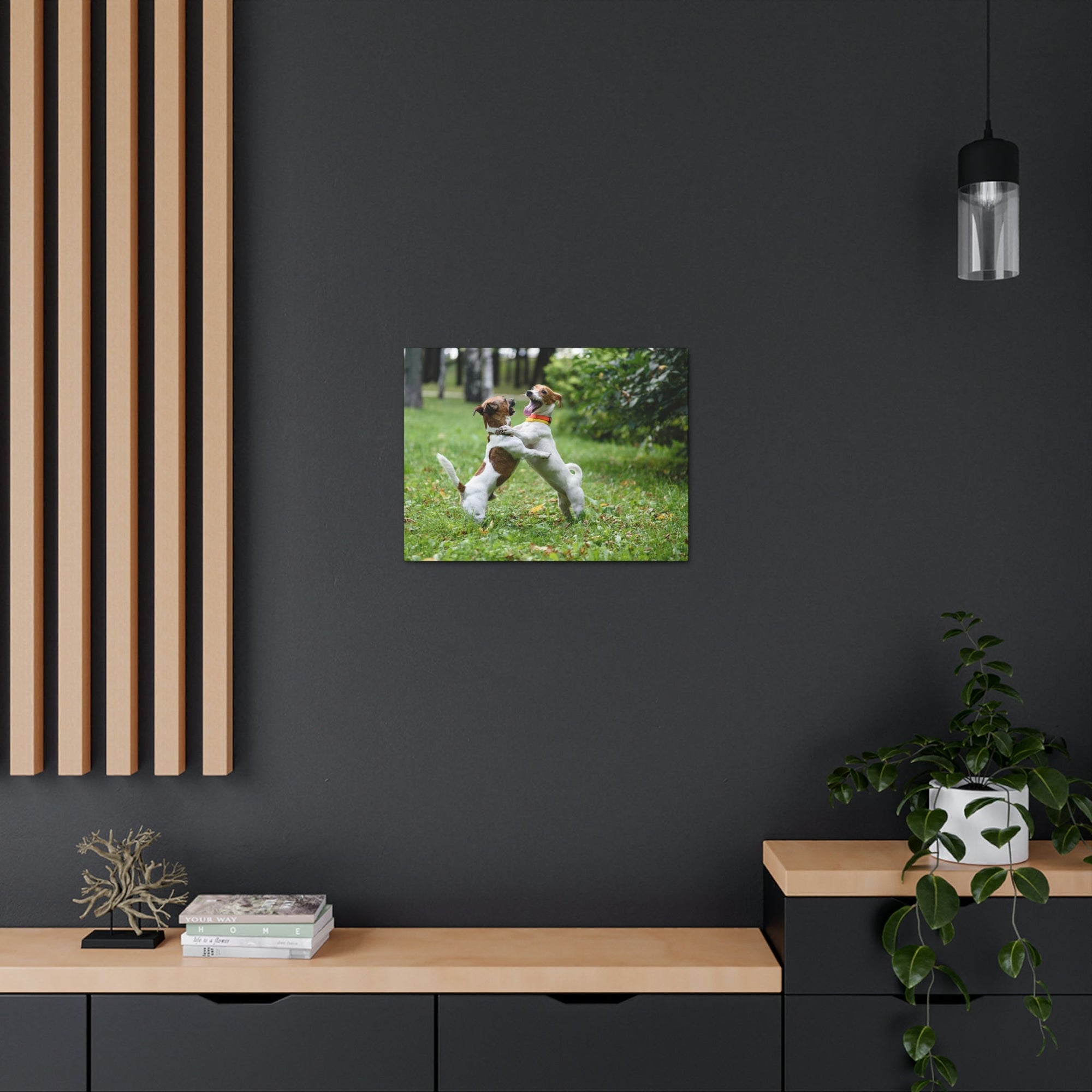 Scripture Walls Couple of Dog Playing on a Park Print Animal Wall Art Wildlife Canvas Prints Wall Art Ready to Hang Unframed-Express Your Love Gifts