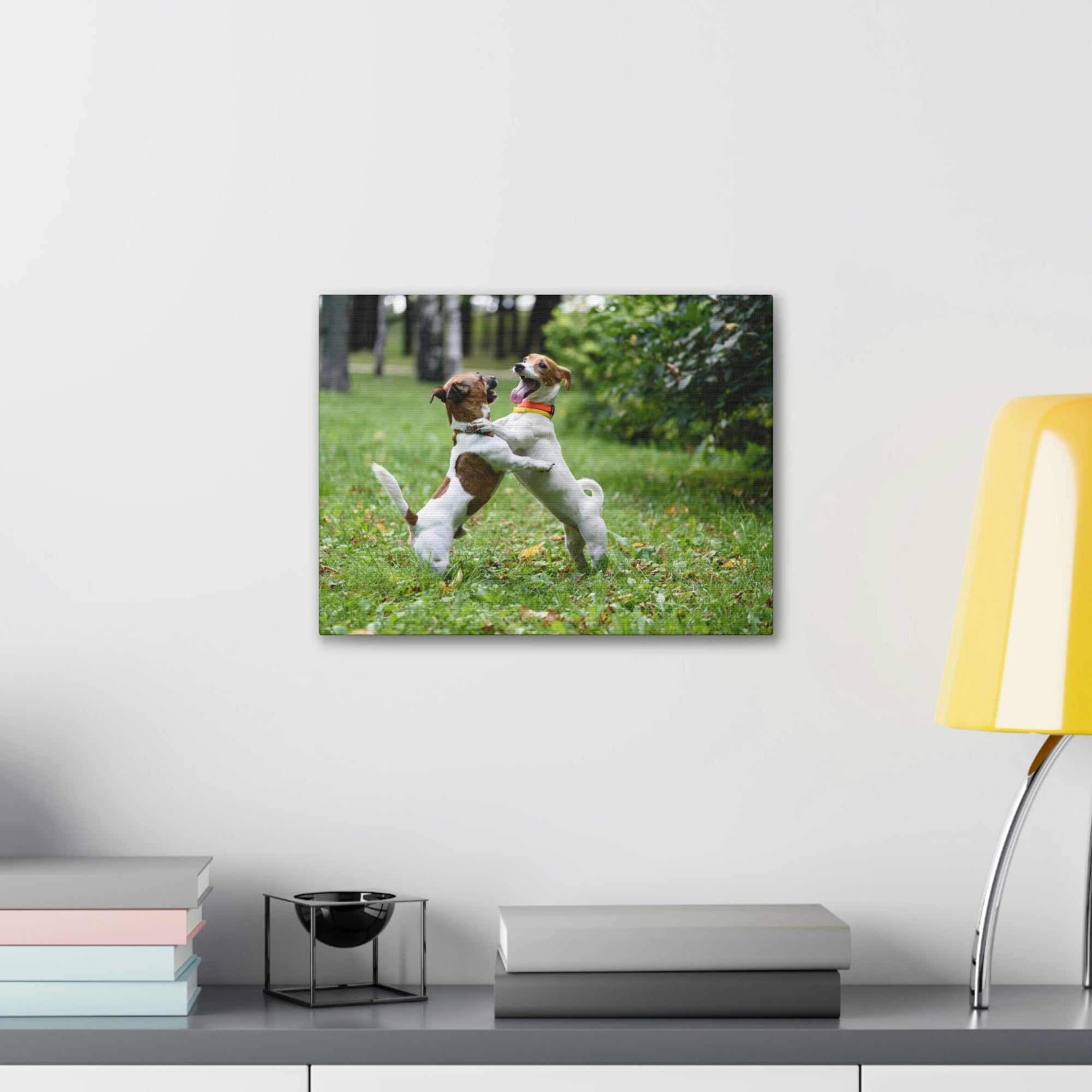 Scripture Walls Couple of Dog Playing on a Park Print Animal Wall Art Wildlife Canvas Prints Wall Art Ready to Hang Unframed-Express Your Love Gifts