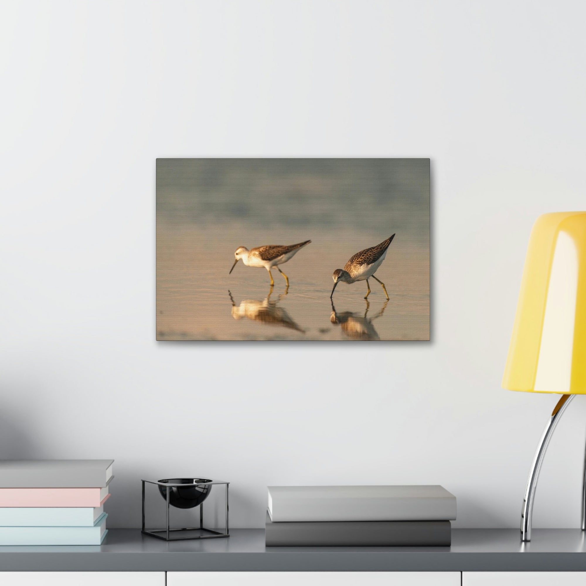 Scripture Walls Couple of Sandpiper Hunting for Food Animal Wall Art Wildlife Canvas Prints Wall Art Ready to Hang Unframed-Express Your Love Gifts