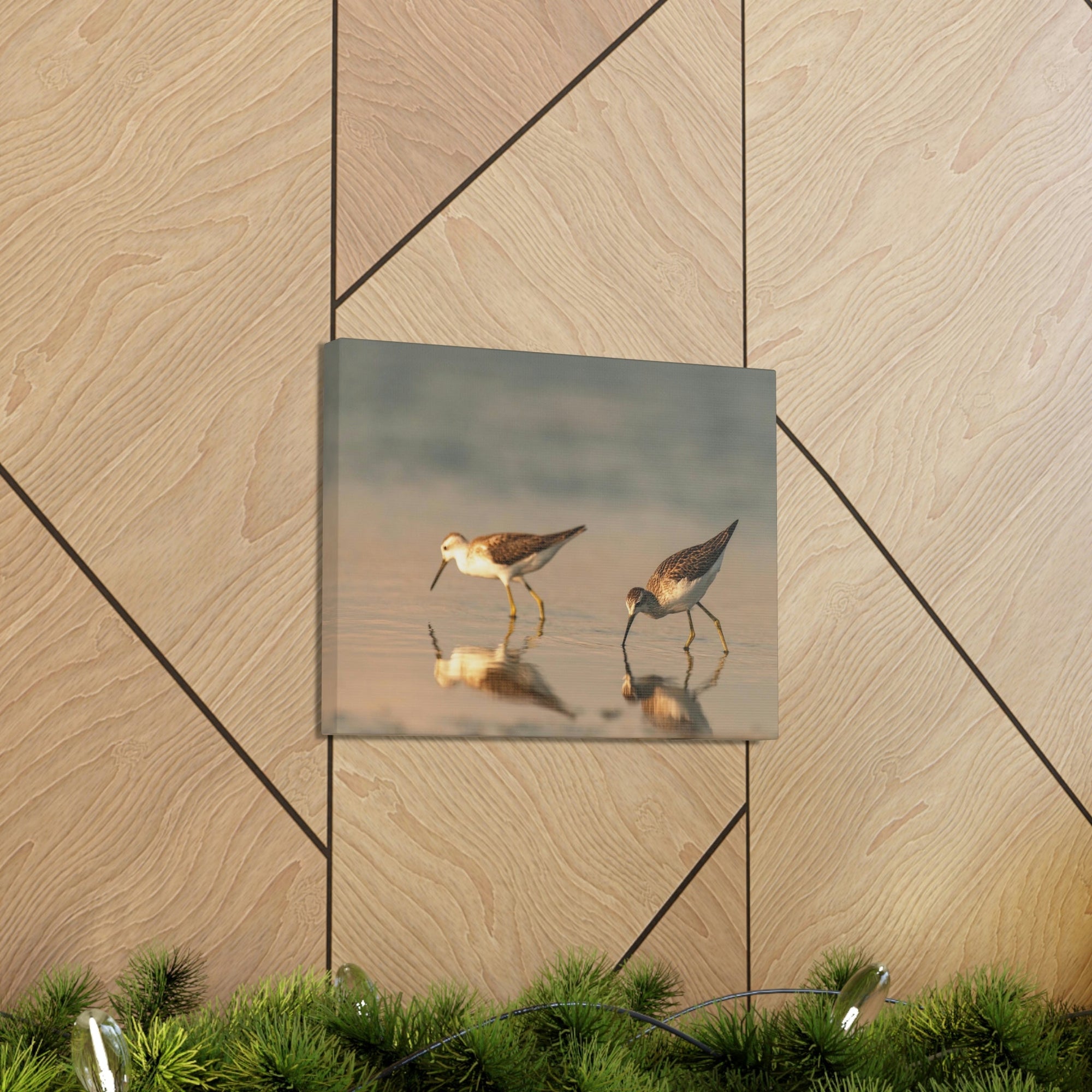 Scripture Walls Couple of Sandpiper Hunting for Food Animal Wall Art Wildlife Canvas Prints Wall Art Ready to Hang Unframed-Express Your Love Gifts