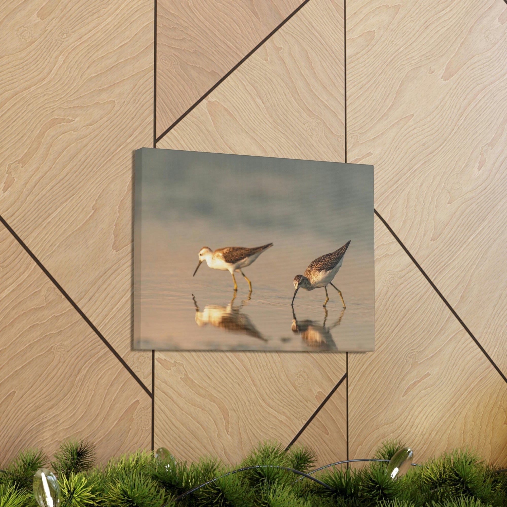 Scripture Walls Couple of Sandpiper Hunting for Food Animal Wall Art Wildlife Canvas Prints Wall Art Ready to Hang Unframed-Express Your Love Gifts