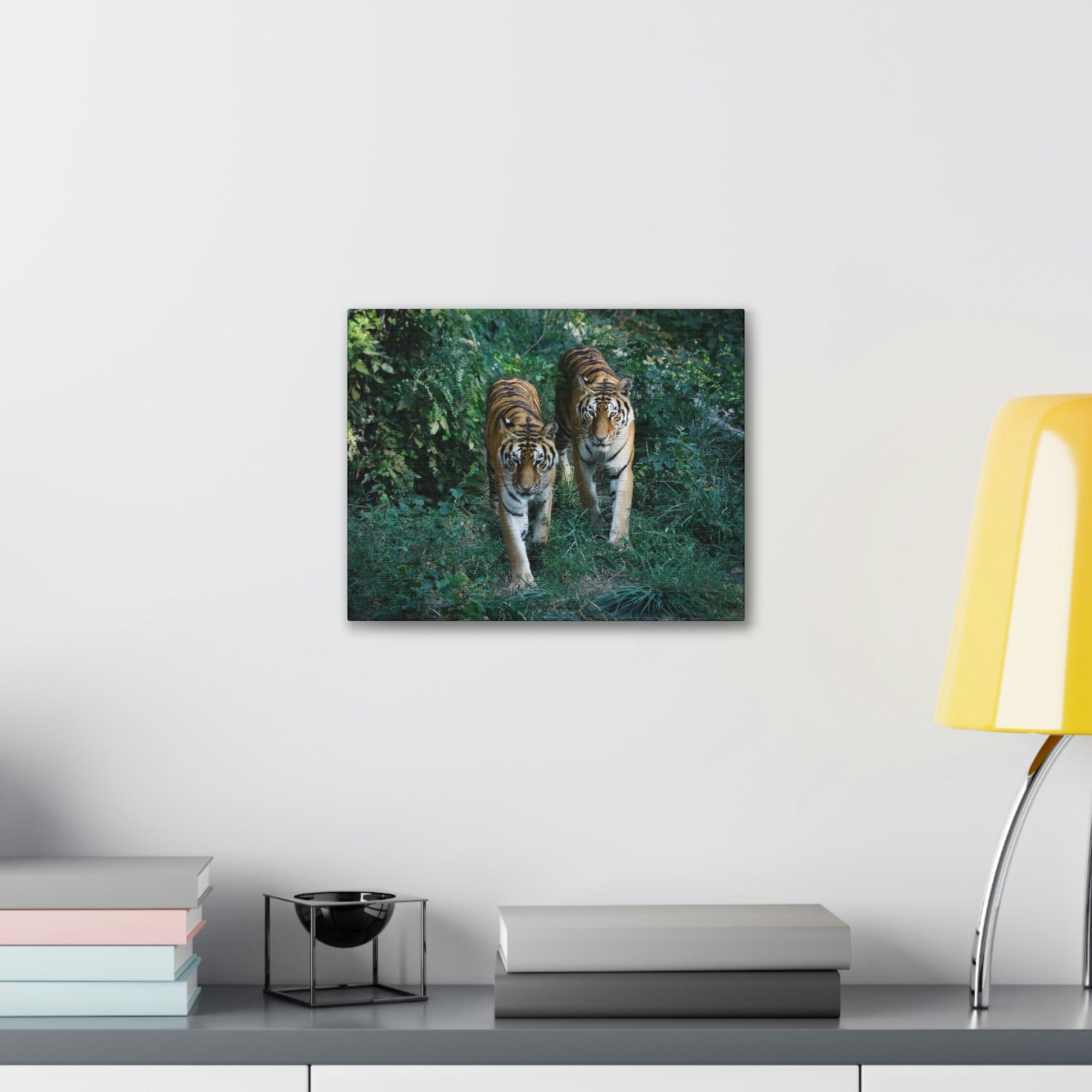 Scripture Walls Couple of Tiger Coming Out of the Wood Print Animal Wall Art Wildlife Canvas Prints Wall Art Ready to Hang Unframed-Express Your Love Gifts