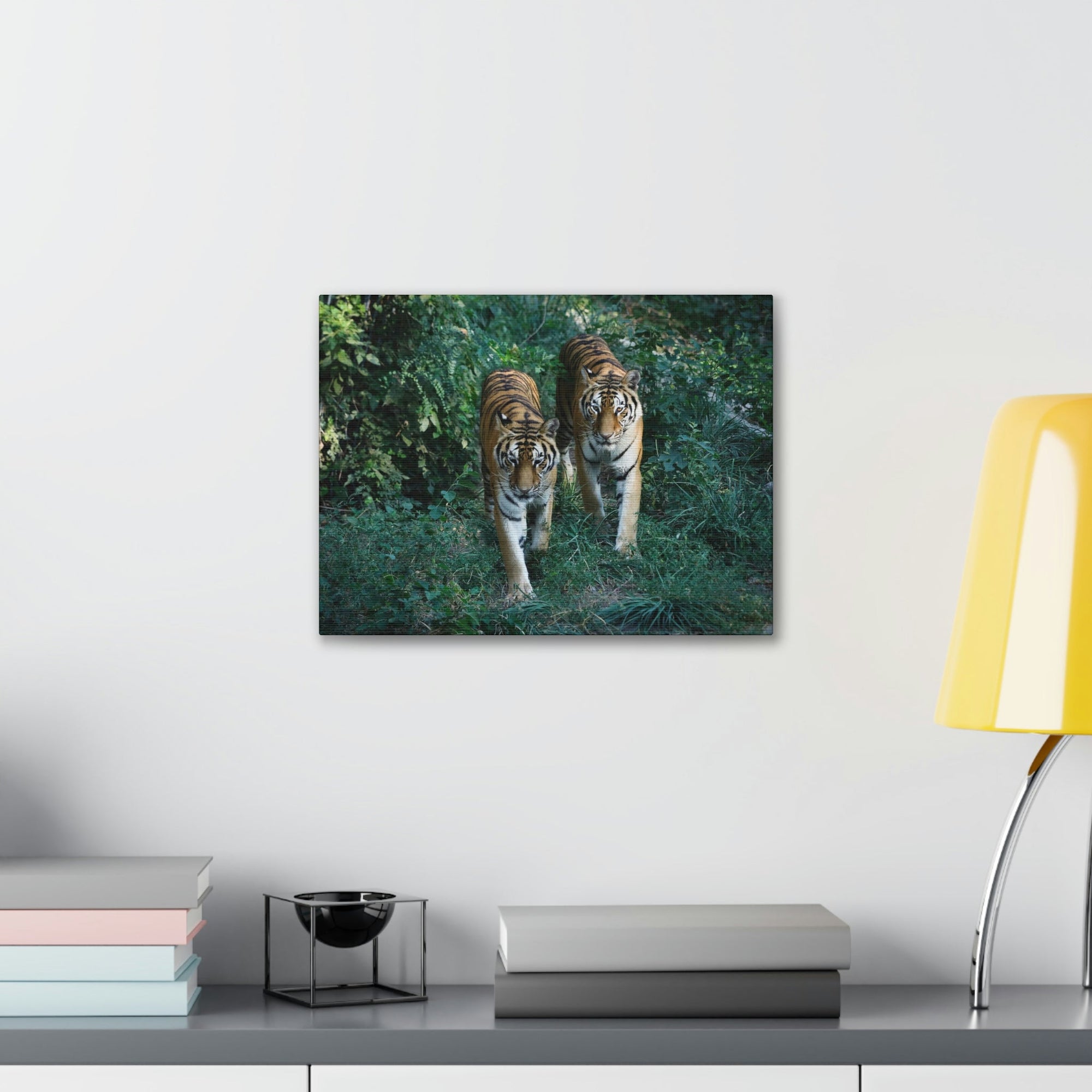 Scripture Walls Couple of Tiger Coming Out of the Wood Print Animal Wall Art Wildlife Canvas Prints Wall Art Ready to Hang Unframed-Express Your Love Gifts