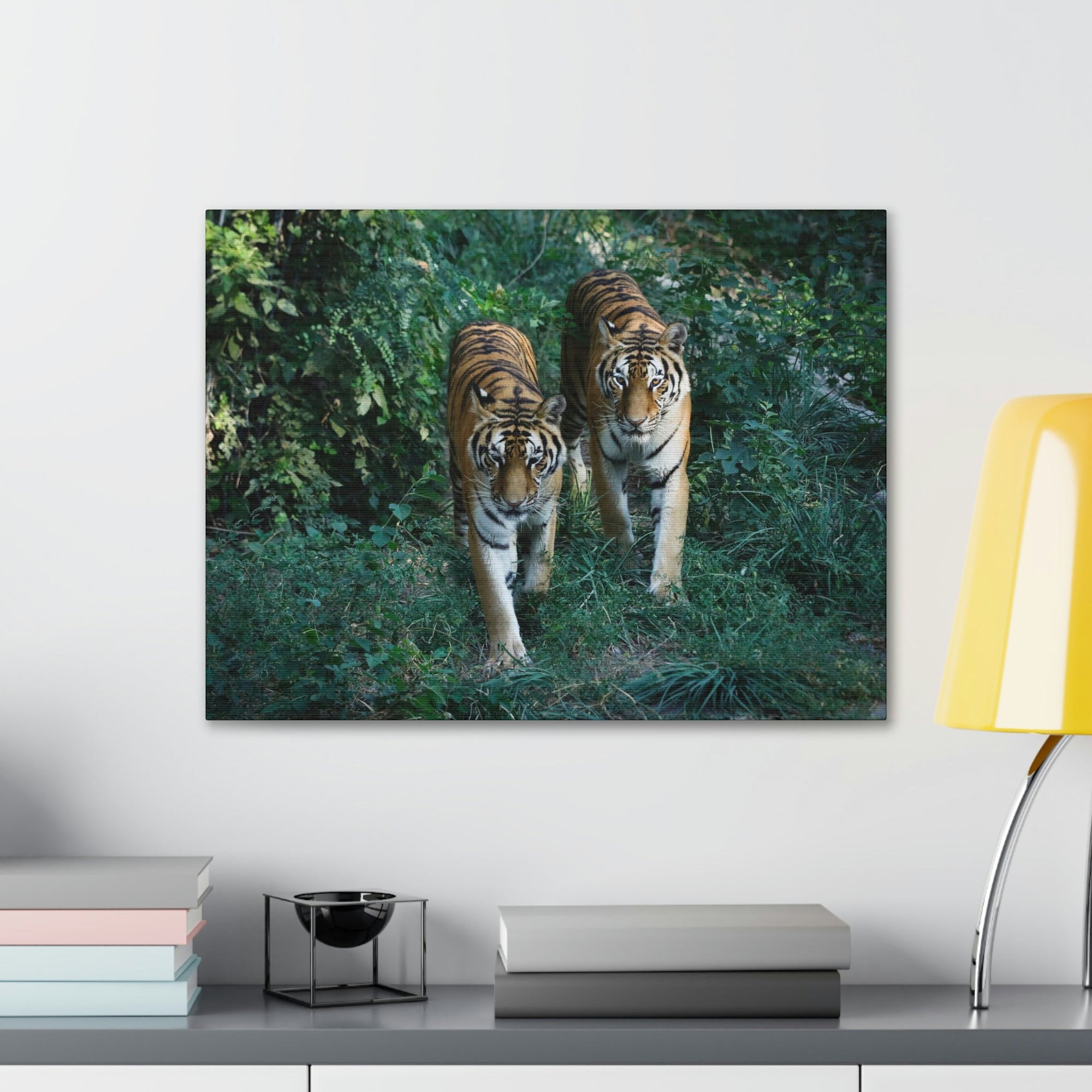 Scripture Walls Couple of Tiger Coming Out of the Wood Print Animal Wall Art Wildlife Canvas Prints Wall Art Ready to Hang Unframed-Express Your Love Gifts