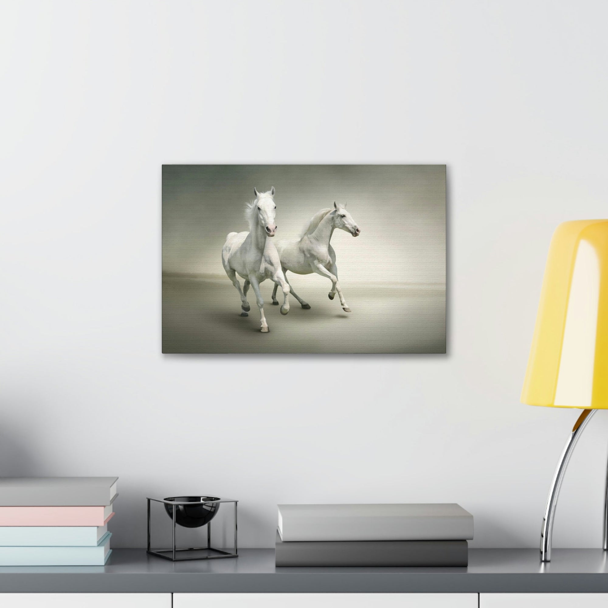 Scripture Walls Couple of White Arab Horse Print Animal Wall Art Wildlife Canvas Prints Wall Art Ready to Hang Unframed-Express Your Love Gifts