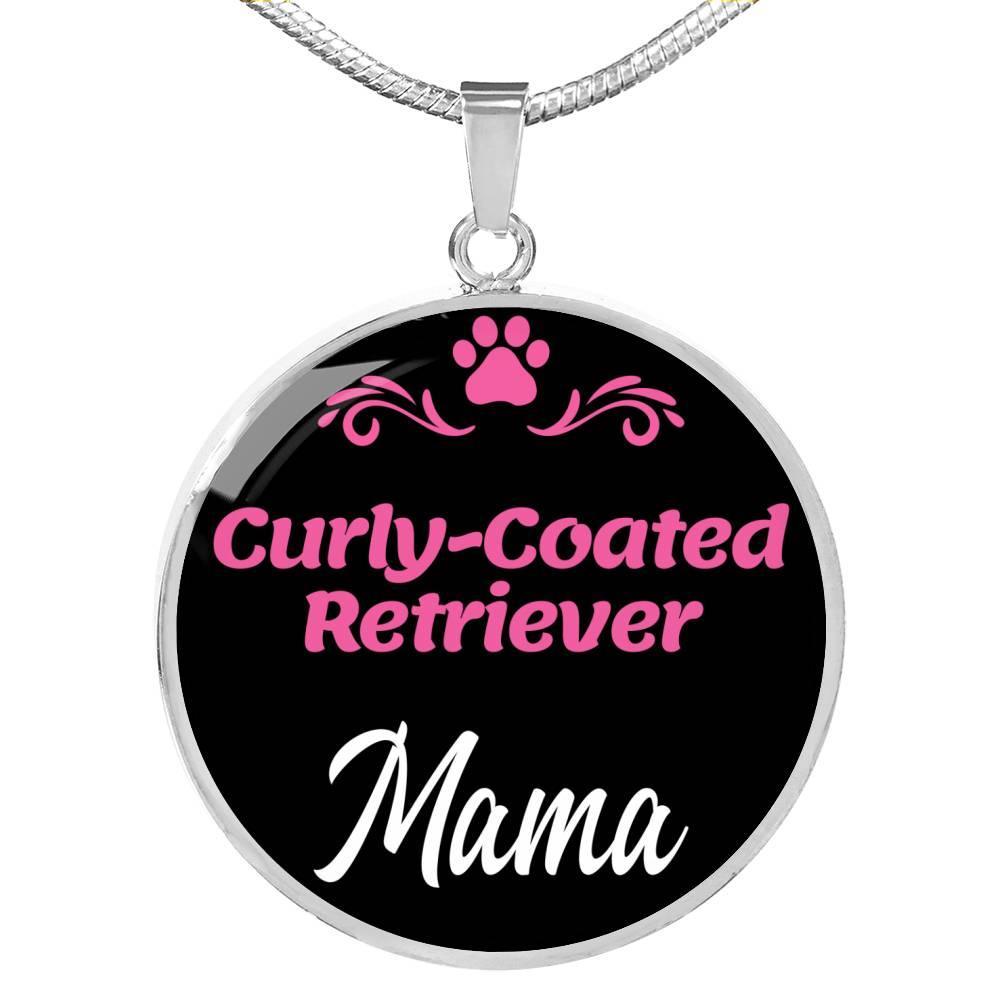 Curlycoated Retriever Mama Necklace Circle Pendant Stainless Steel or 18k Gold 18-22" Dog Mom Pendant-Express Your Love Gifts